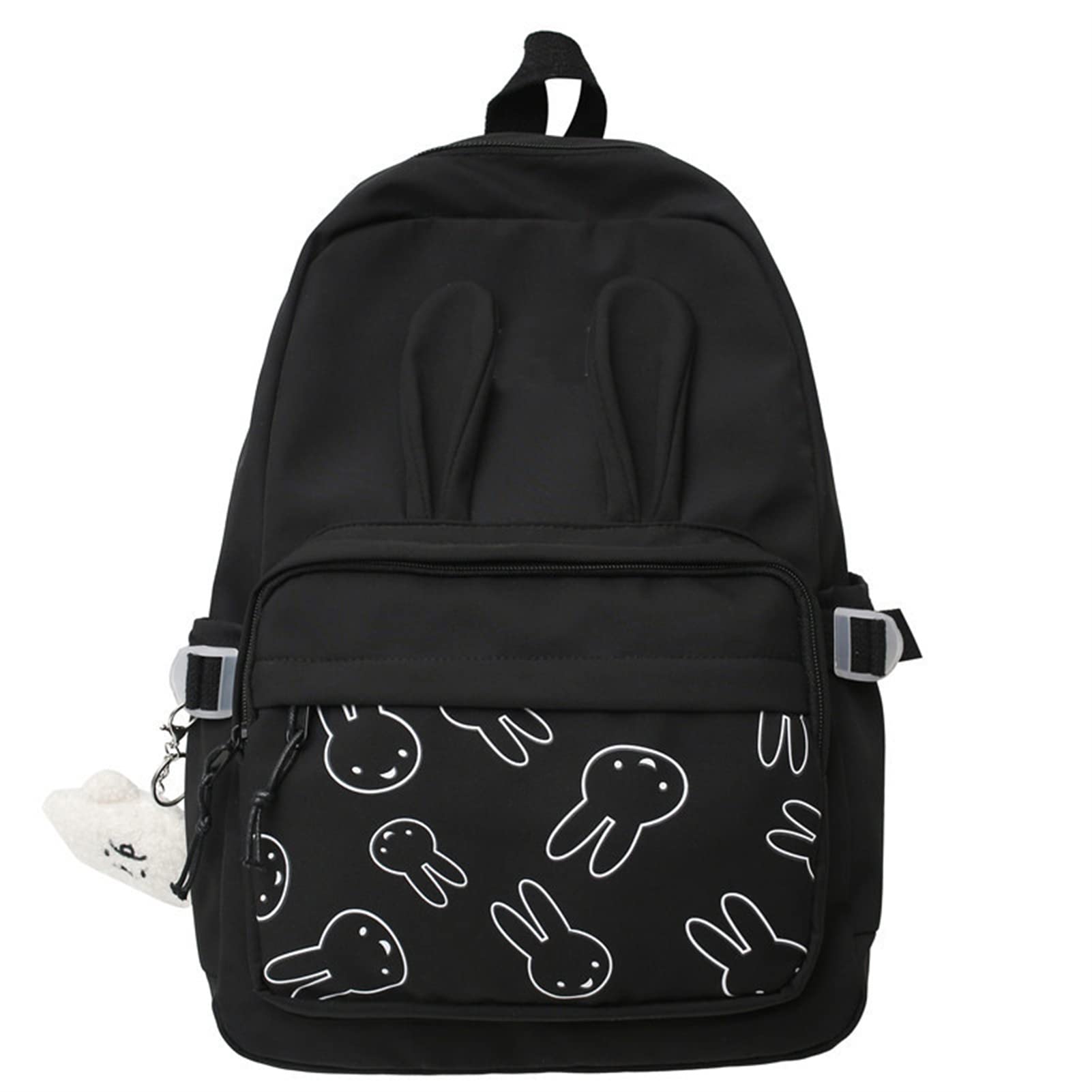 VJQB Bunny Backpack for Girls - Cute Bunny School Backpack with Adjustable Straps, Lightweight & Durable (Black) - Perfect for School, Travel, and Everyday Use