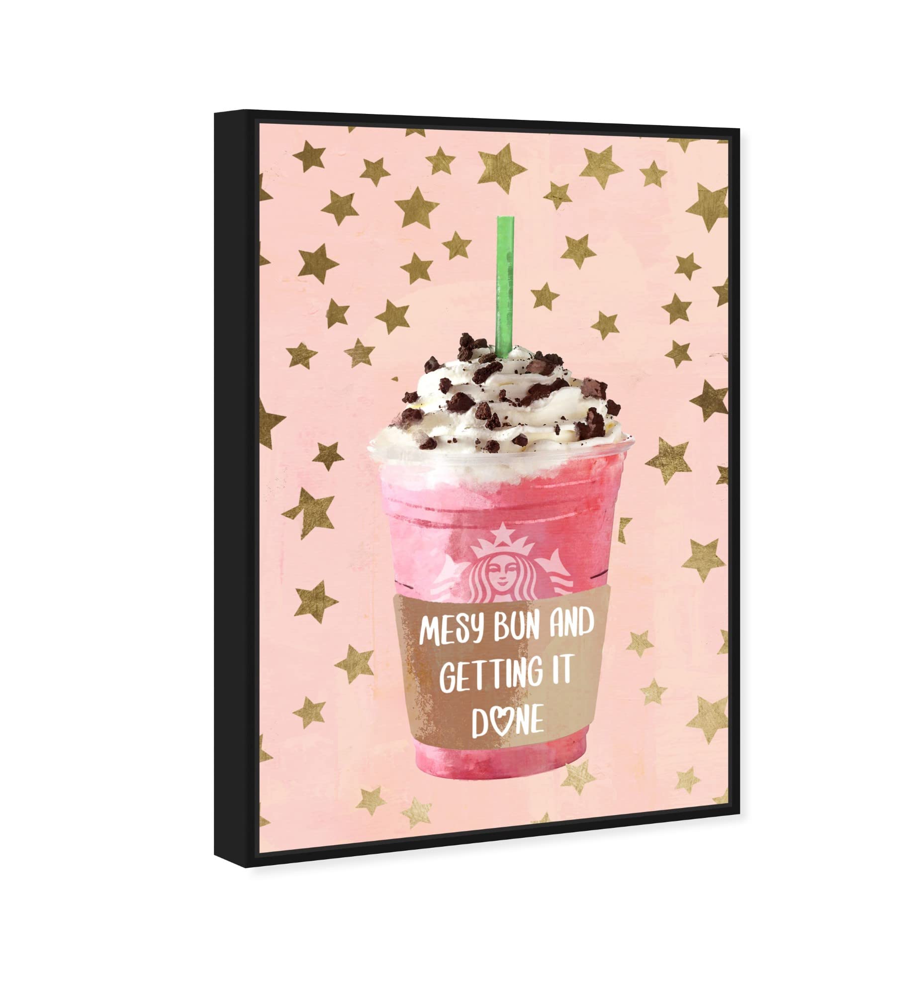Oliver Gal Artist Co. 'Star Bright Drink' Framed Canvas Wall Art - Bar & Coffee Shop Decor, Cocktail Lounge Poster, Home Bar Aesthetic, Kitchen Wall Decor