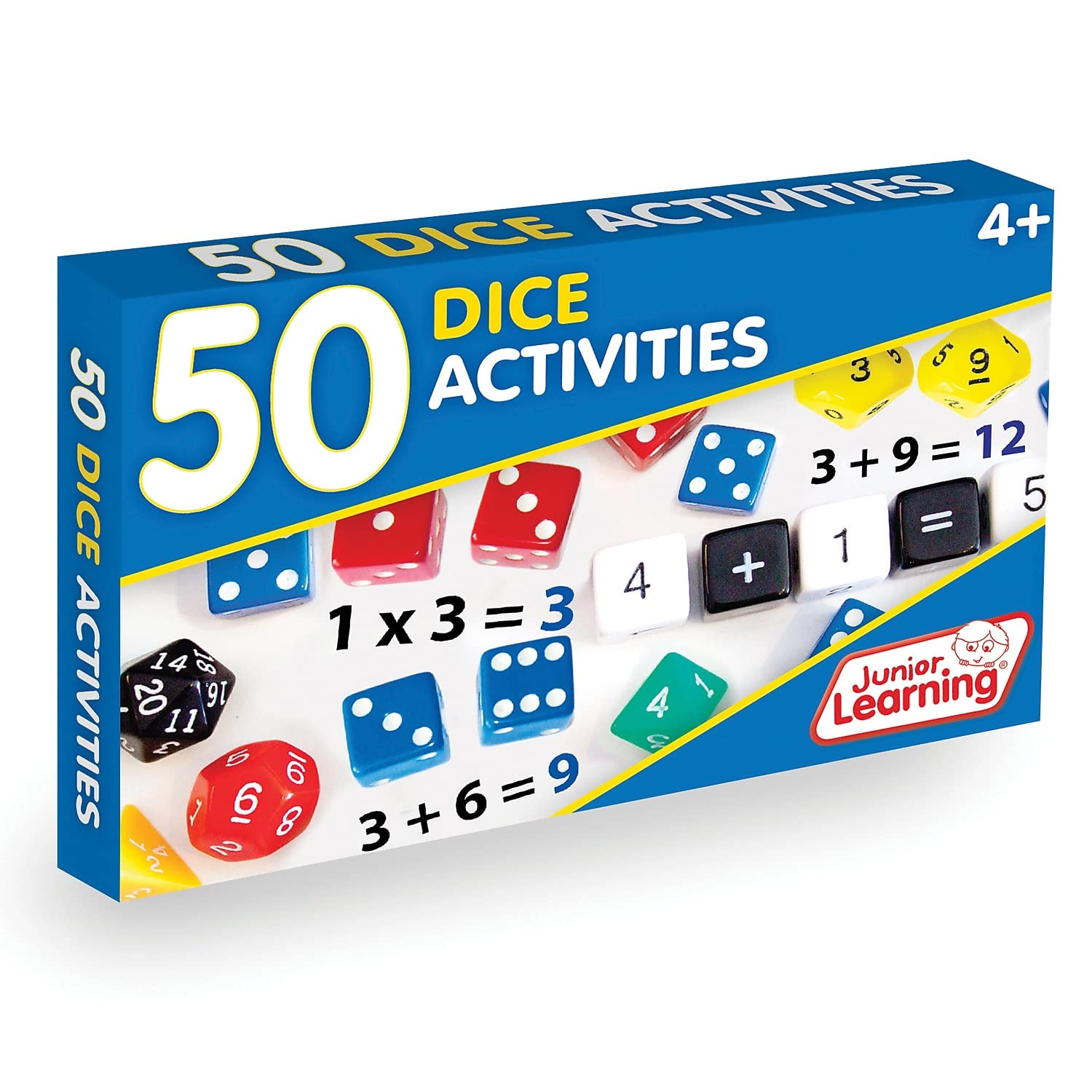 Junior Learning 50 Dice Activities - Math & Educational Games for Kids Ages 5-10 | Fun Classroom & Homeschool Learning Games for Counting, Addition & Subtraction