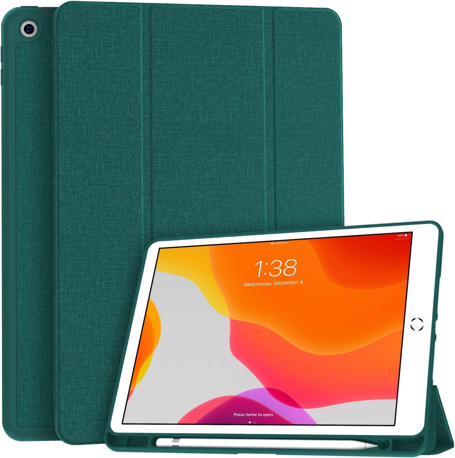 Premium Shockproof iPad 10.2 Case with Pencil Holder - Compatible with iPad 9th/8th/7th Gen (2021/2020/2019) - Soft TPU Back Cover & Auto Sleep/Wake - New Teal Color - Perfect for Work, School & Travel Protection