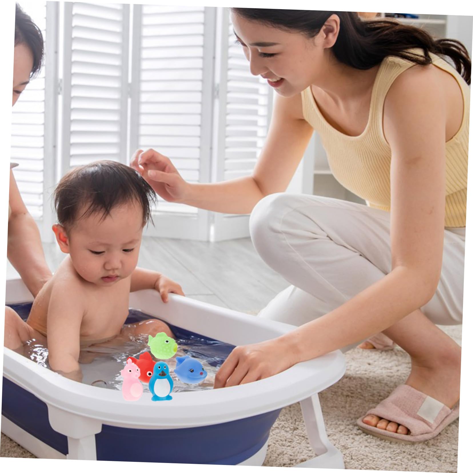 CORHAD 10-Piece Ocean Themed Baby Bath Toys Set - Safe Rubber Pool Toys for Toddlers 6-12 Months & Kids 1-3 Years Old - Perfect for Bathtime Fun, Sensory Play & Early Learning Development