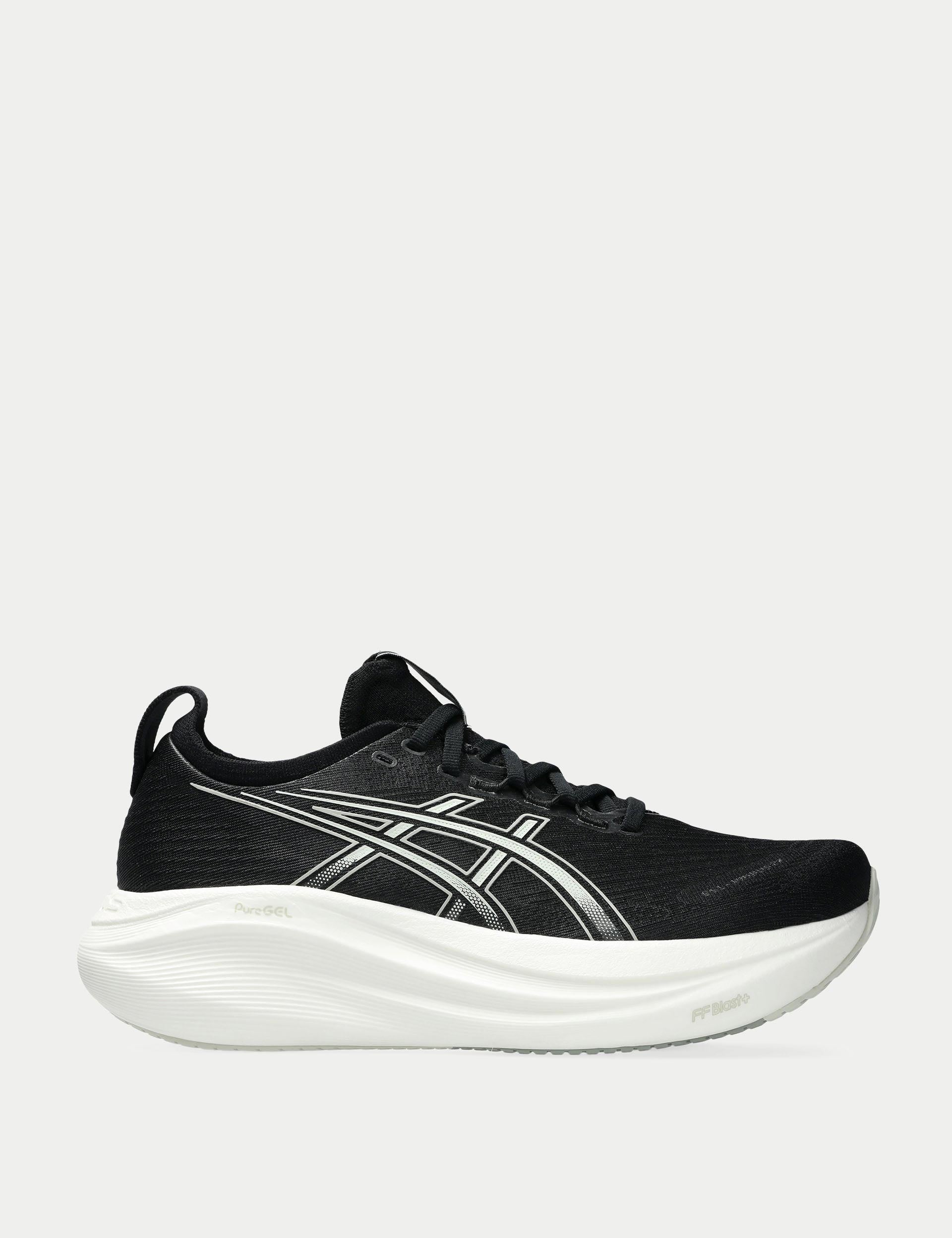 ASICS Gel-Nimbus 27 Running Shoes for Men - Black/Lake Grey - Lightweight Cushioned for Long-Distance Running & Marathon Training