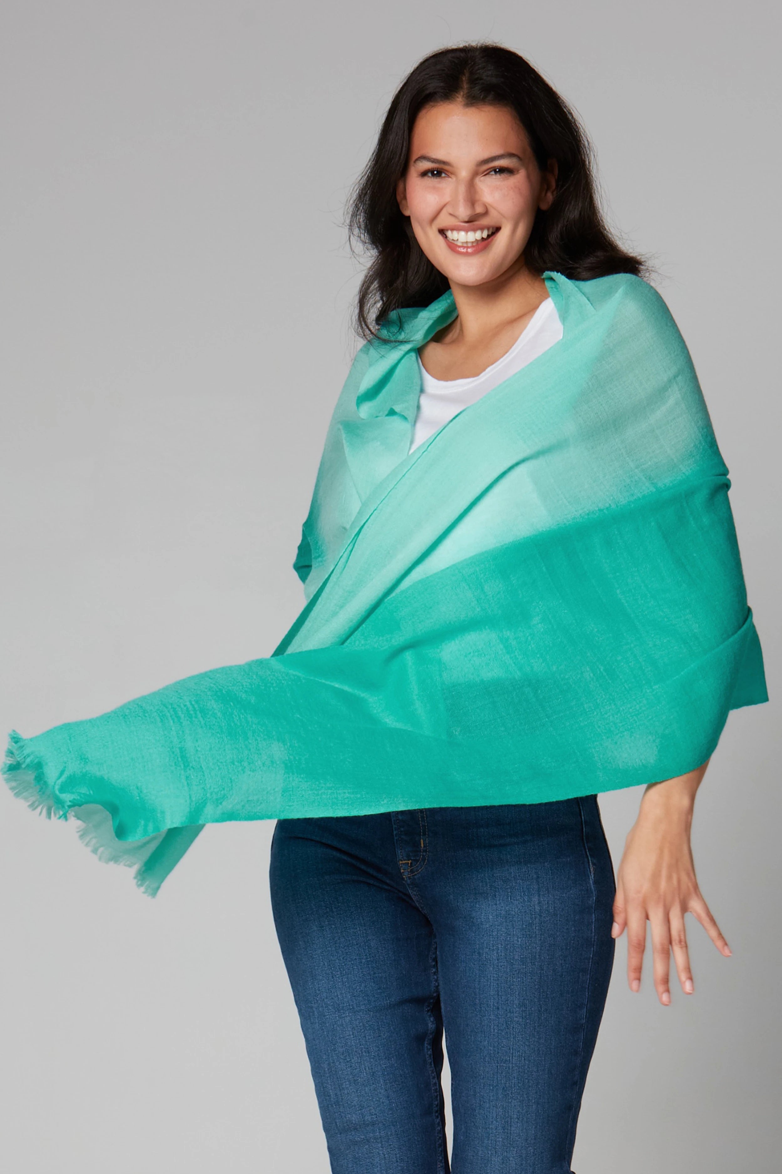 Essential Wrap - Seafoam Aqua Color Stretchy Knit Shawl for Women | Perfect for Travel, Office, and Evening Outfits