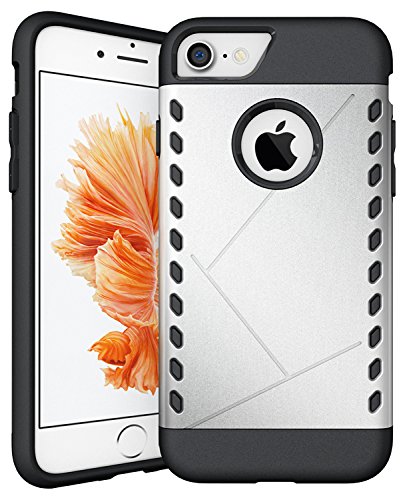 Premium Shockproof Rugged Case for iPhone 8/7 - Matte Silver Protective Cover | Slim Durable Phone Case for Outdoor, Work & Daily Use