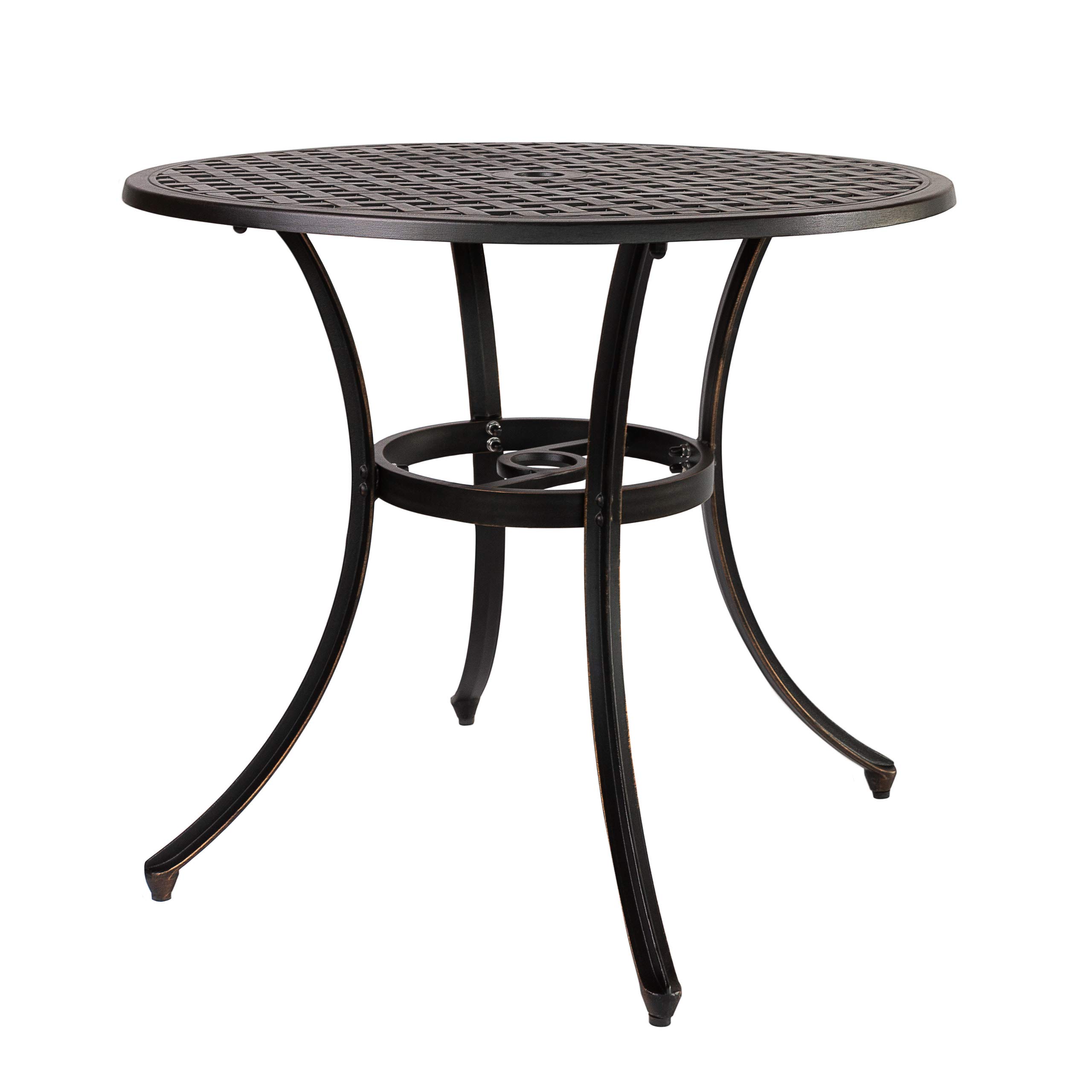 Kinger Home 33-inch Outdoor Patio Dining Table - Round Cast Aluminum Bistro Table for Garden, Backyard, Poolside & Restaurant Use