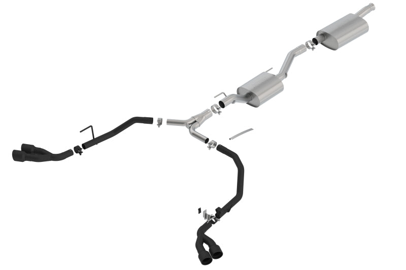Borla Touring Cat-Back Exhaust System for Jeep Gladiator JT 3.6L V6 (2020-2025) - Dual Split Exit with Black Tips - Enhanced Performance & Aggressive Sound for Off-Road & Daily Driving