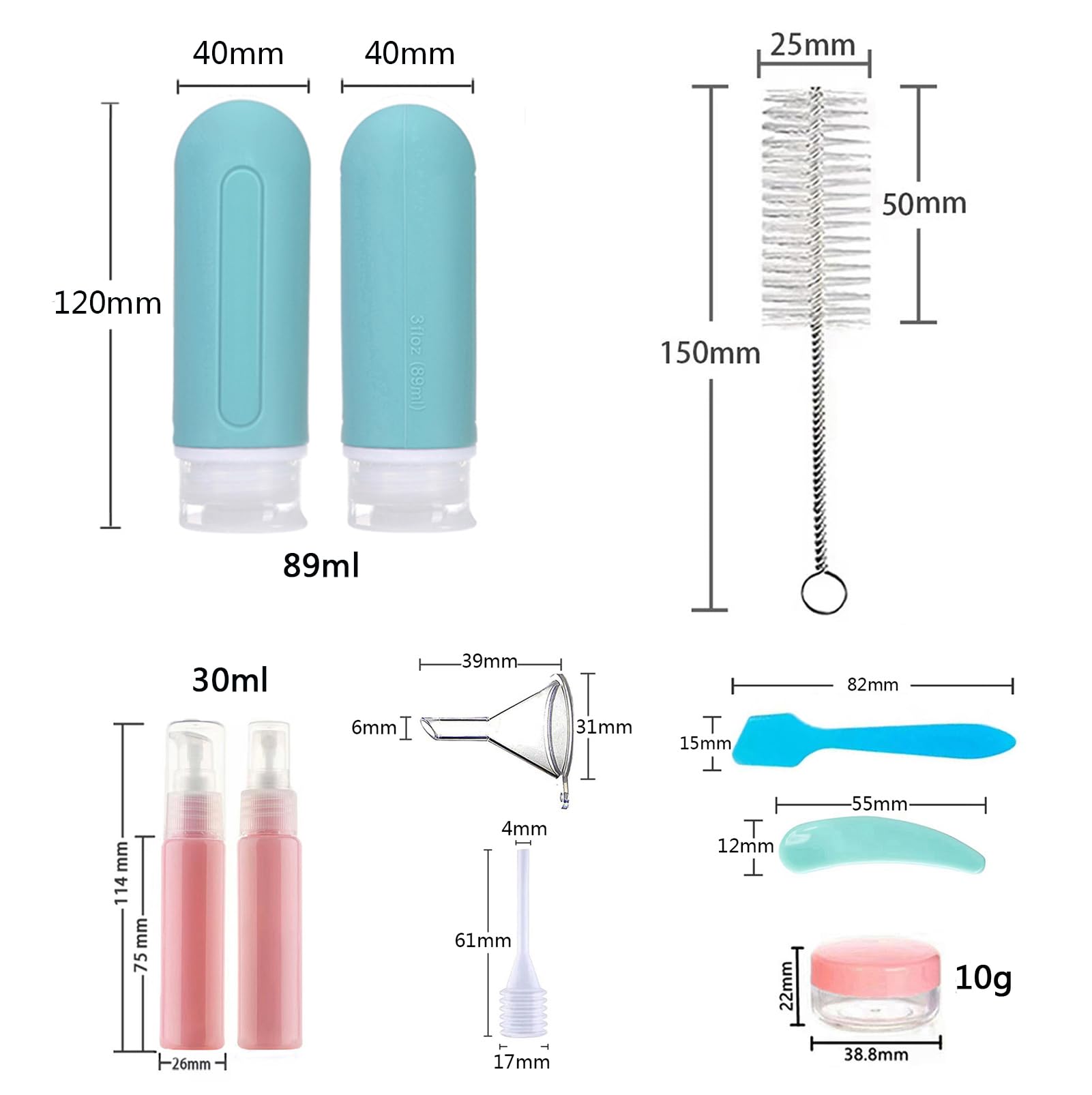 TSA Approved 3 oz Travel Bottles Set - 18 Pcs Leak Proof Silicone Containers for Shampoo, Lotion & Body Wash | BPA Free, Refillable & Squeezable Toiletries | Perfect for Air Travel, Gym & Vacation Essentials