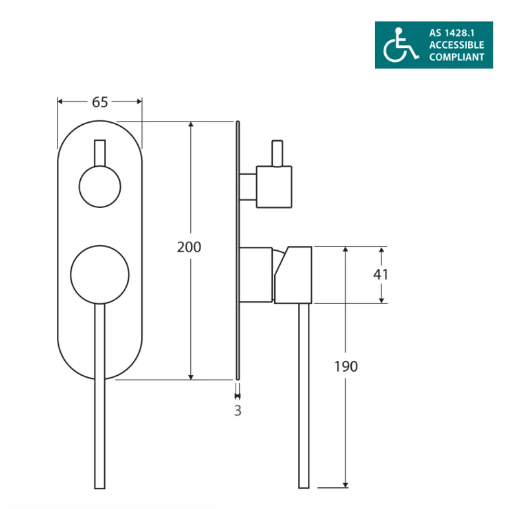 Fienza 213102D Isabella Chrome Wall-Mounted Basin Mixer with Diverter - Modern Bathroom Faucet for Sink, Vanity, and Powder Room Installation