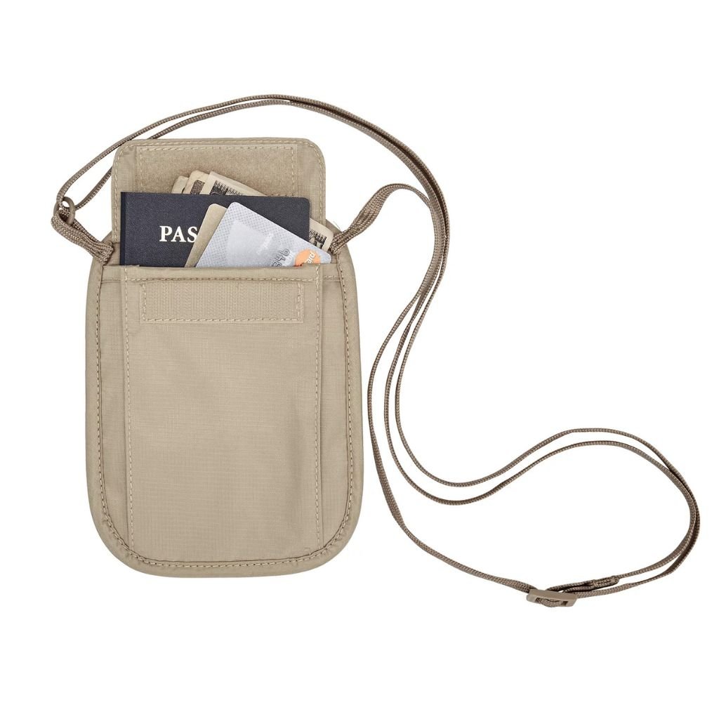 Eagle Creek RFID Blocking Neck Wallet - Anti-Theft Travel Money Pouch for Passport & Credit Cards - Tan | Perfect for Airports, Sightseeing & Secure Travel