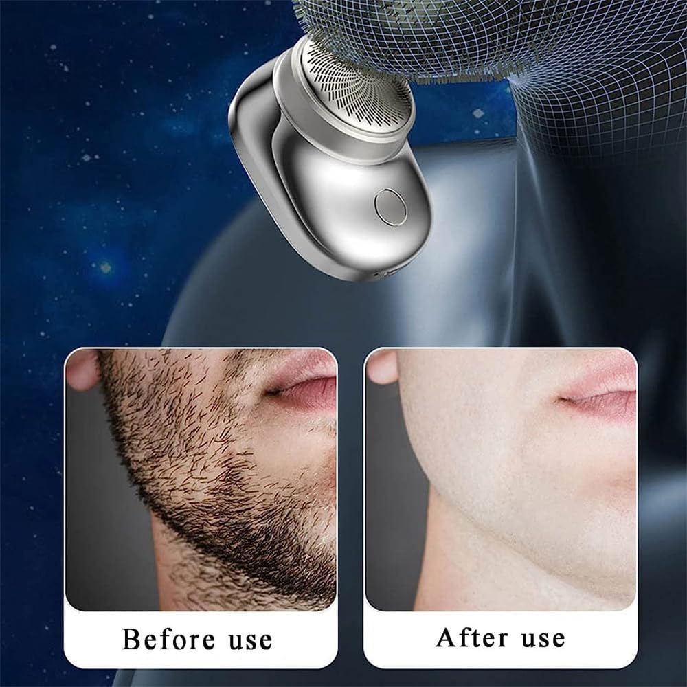 Zao Mini Electric Razor for Men - Portable Travel Shaver with LED Display, Rechargeable & Washable, Pocket Size for On-the-Go Grooming - Perfect for Business Trips, Gym Bags, and Daily Commute (Blue)