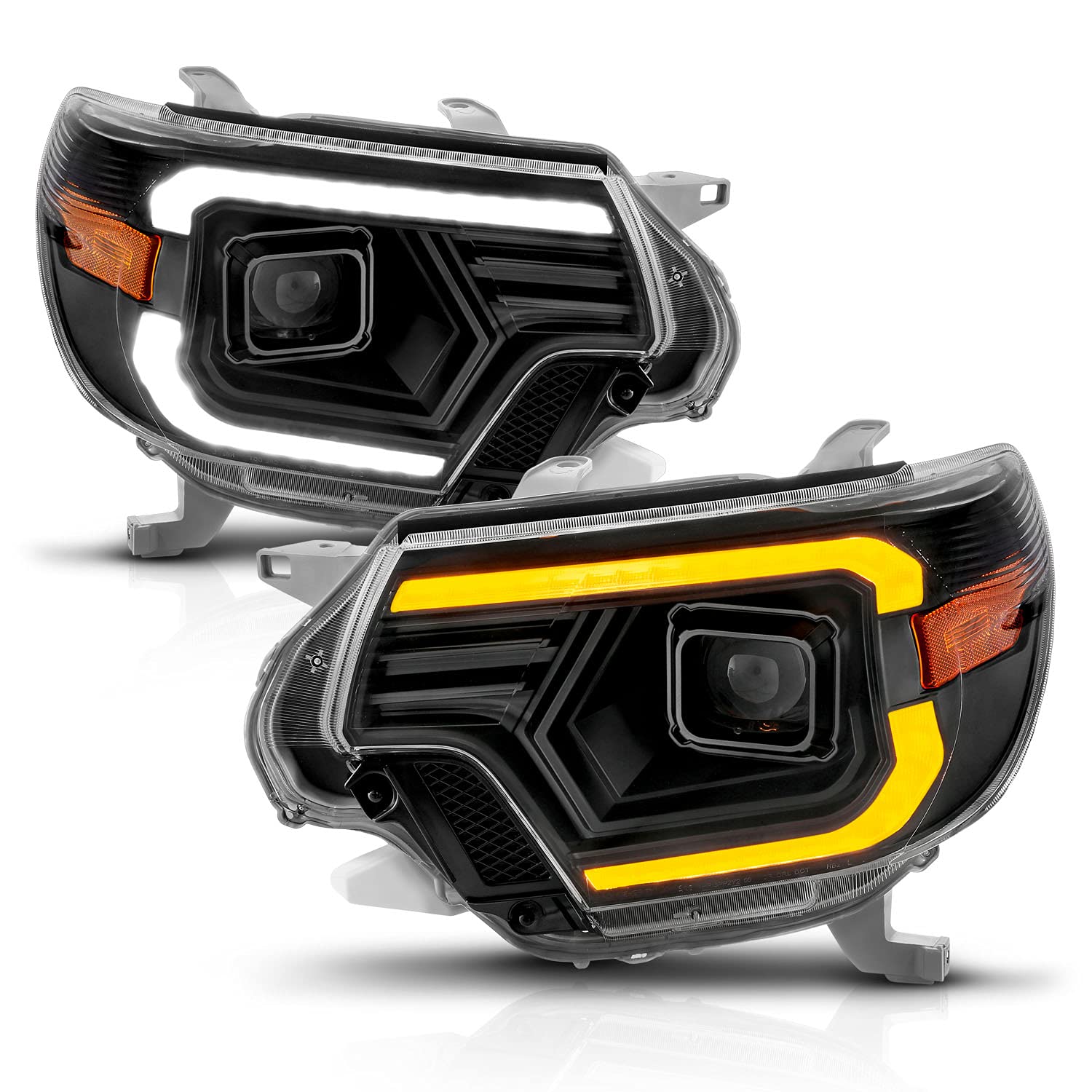 AmeriLite LED Headlights for 2012-2015 Toyota Tacoma - C-Type Switchback Tube Replacement Lights (Pair) - Left & Right Side - Perfect for Night Driving & Off-Road Adventures