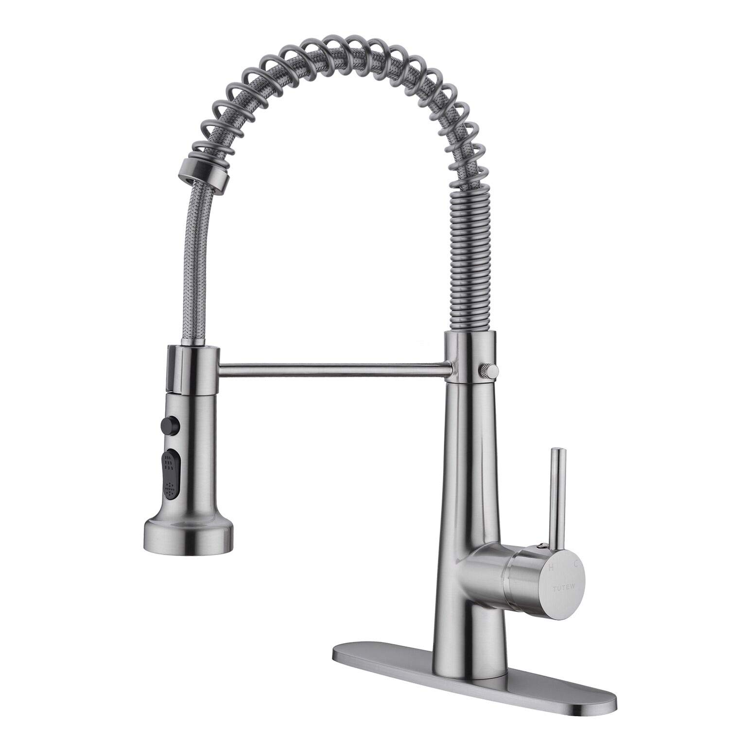 Premium Solid Brass Kitchen Faucet with Pull-Down Sprayer - Lead-Free Brushed Nickel Finish for Modern Homes - Perfect for Cooking, Dishwashing & Food Prep