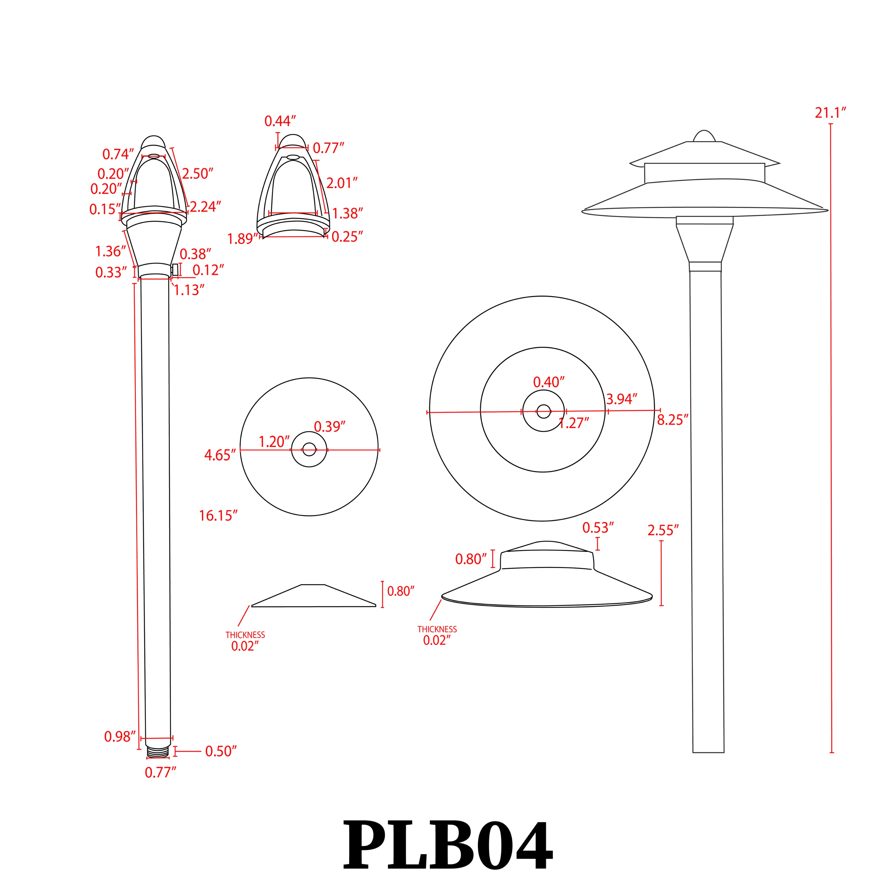 PLB04 Two Tier Brass LED Pagoda Low Voltage Pathway Light - Outdoor Garden Landscape Lighting for Walkways, Patios, and Driveways