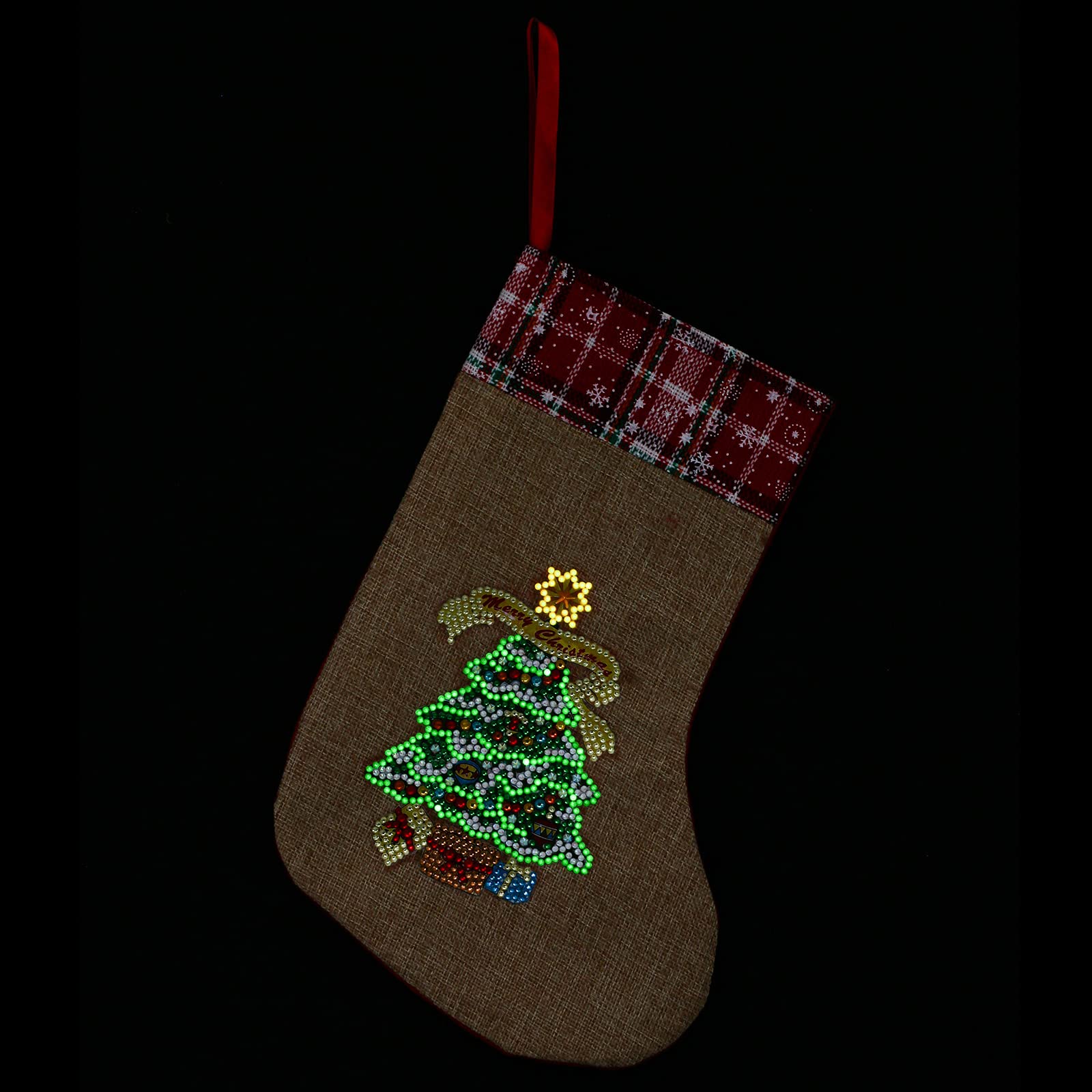 LUSandy DIY 5D Diamond Painting Christmas Stockings - 12.2 Inch Glittering Holiday Decor for Tree, Fireplace & Party | Xmas Candy Bags, Family Gift Exchange & Festive Home Decoration