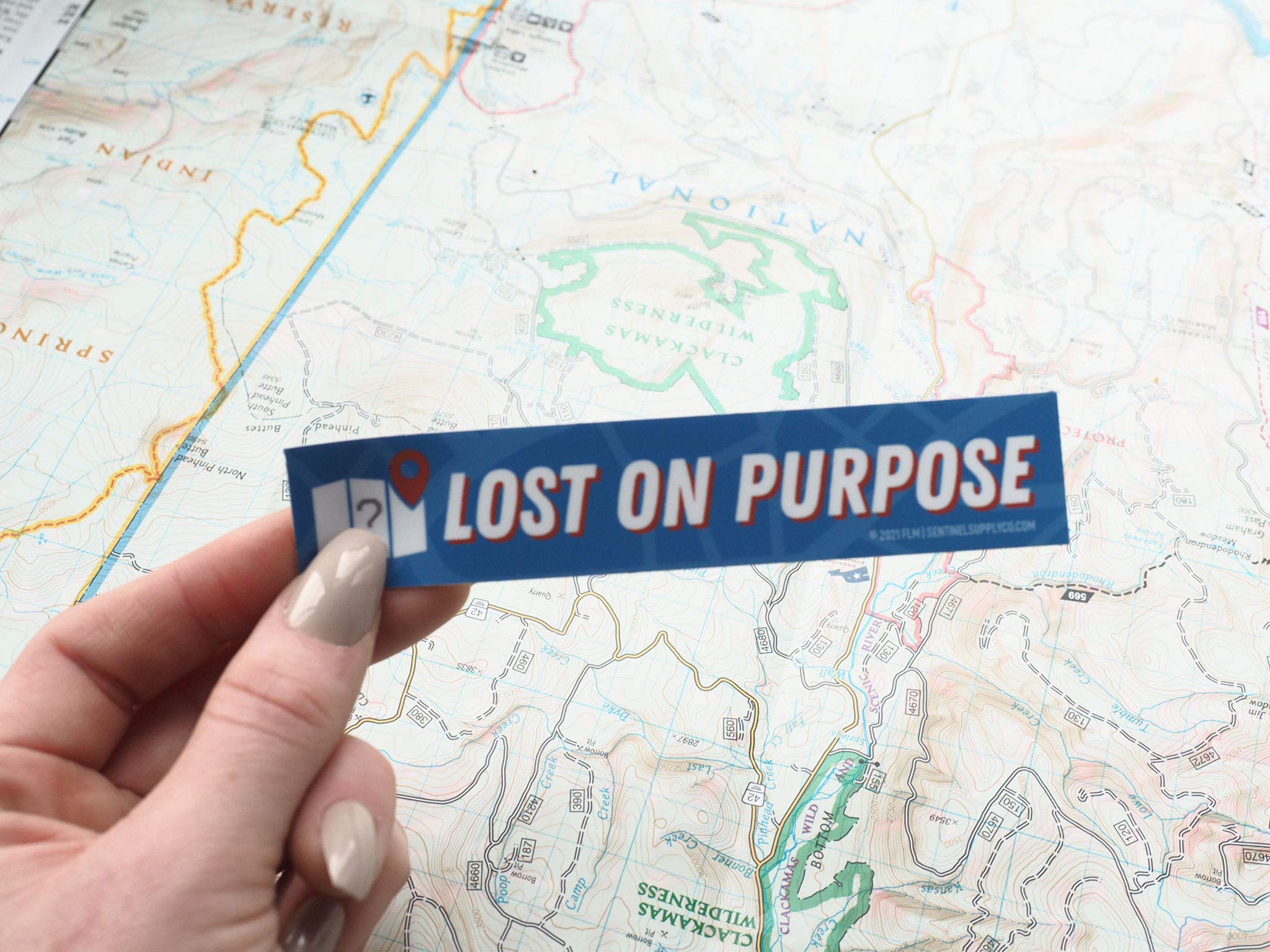 Lost on Purpose Blue Bumper Sticker - Durable Vinyl Decal for Motorcycle, RV, Camper, 4x4, Hydro Flask & Laptop | Perfect for Road Trips, Travel Adventures & Personalizing Your Gear