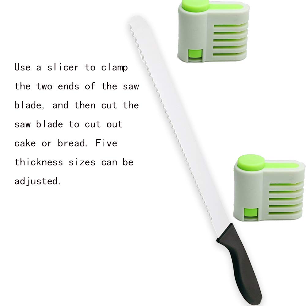 10-Inch Serrated Bread Knife - High Carbon Stainless Steel Cake & Bread Slicer with 2 Green Splitters - Perfect for Home Baking, Sourdough, Artisan Loaves & Pastry Cutting