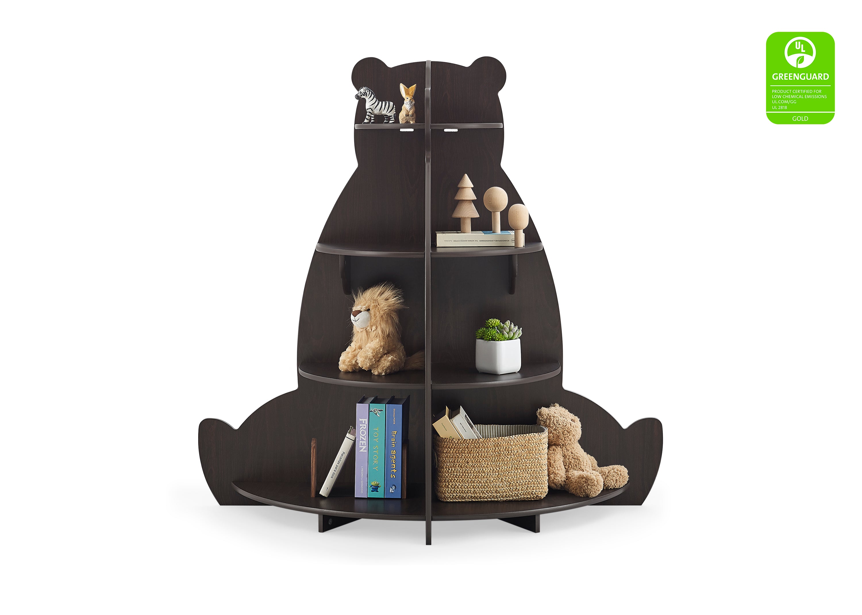 Greenguard Gold Certified Bear Bookcase - Eco-Friendly Kids Bookshelf for Nursery, Bedroom & Playroom Organization