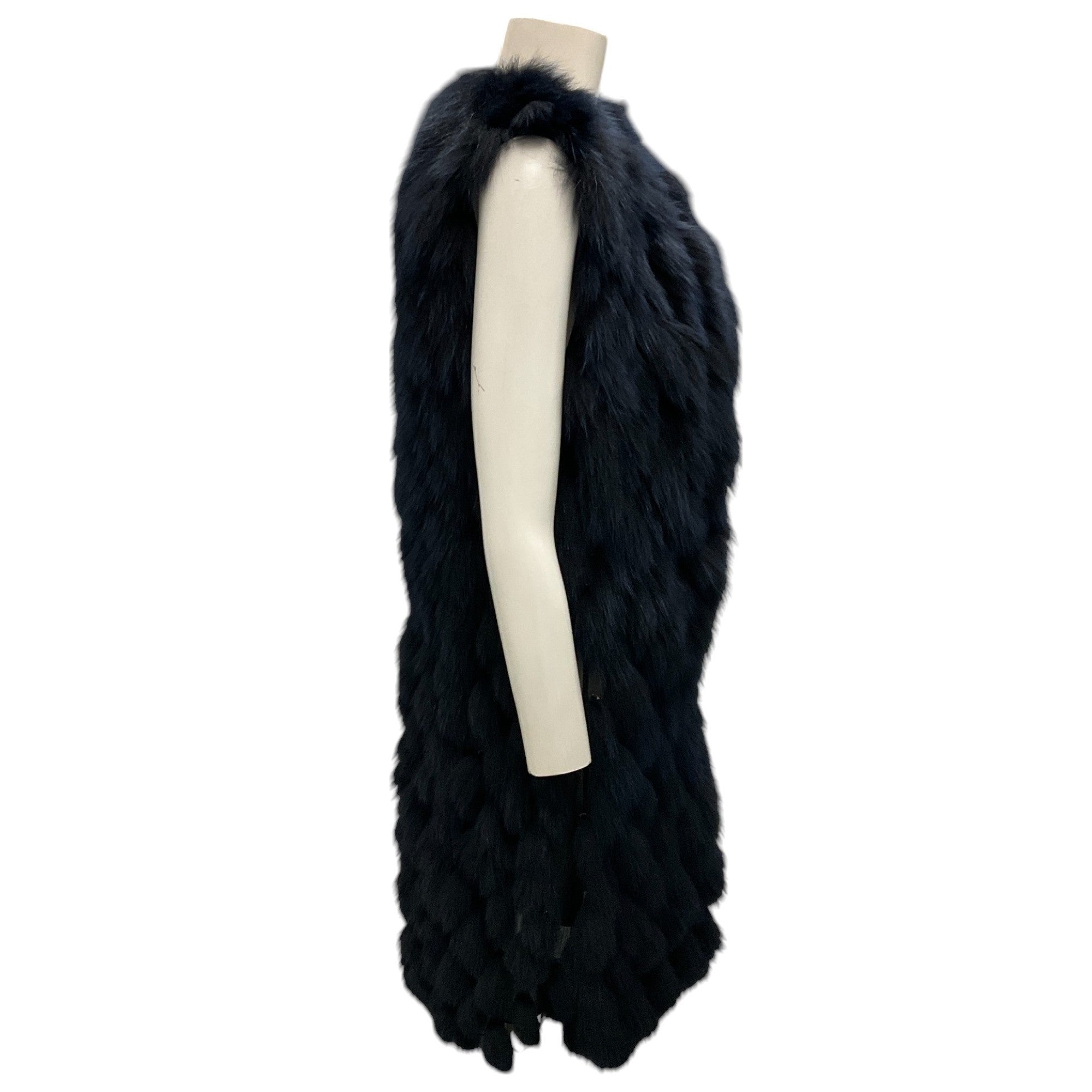 J. Mendel Navy Blue Genuine Fur Vest for Women - Luxury Winter Fashion Outerwear - Perfect for Holiday Parties & Cold Weather Layering