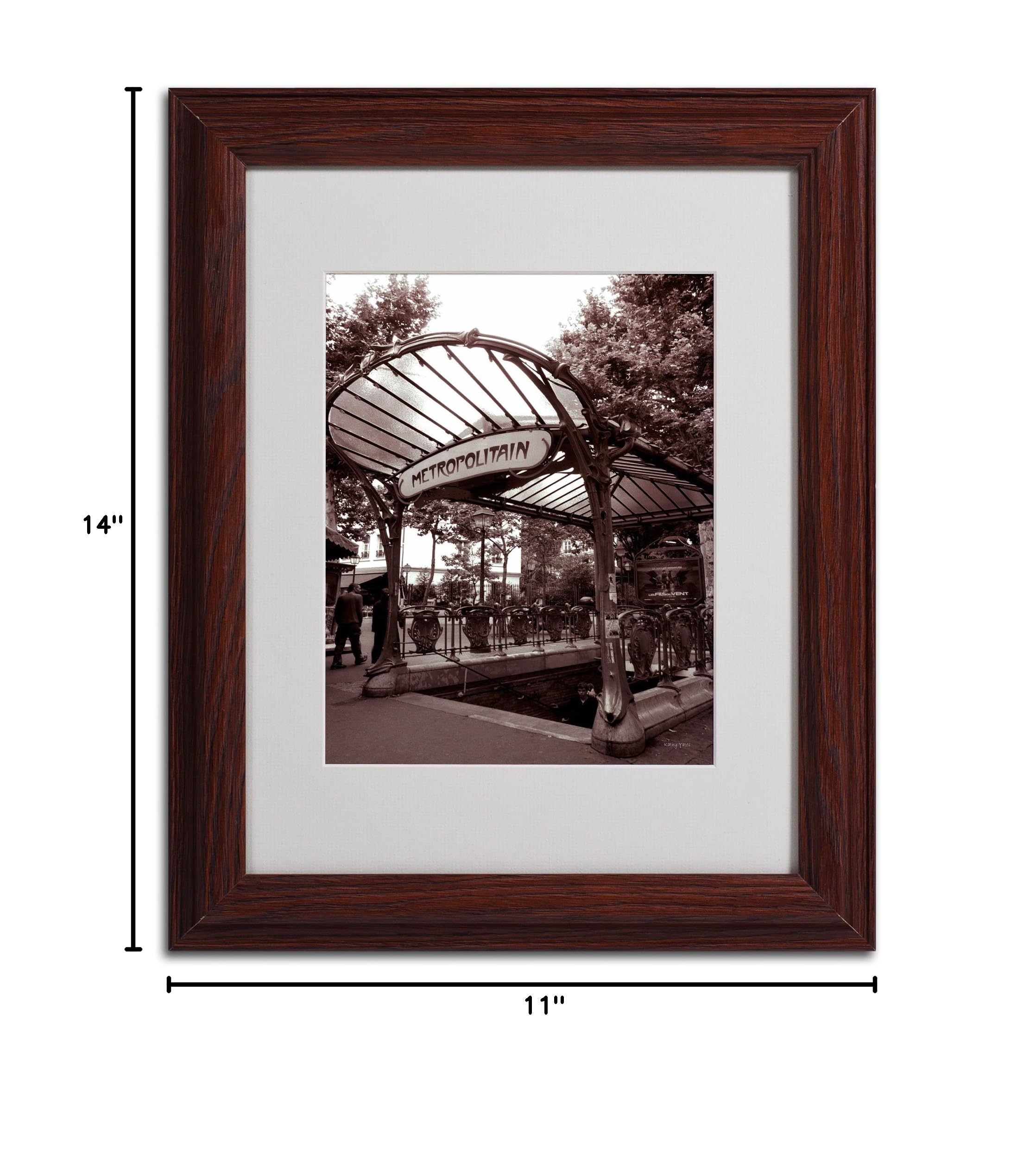 Trademark Fine Art Le Metro as Art 2 by Kathy Yates - 11x14 Inch Matted Framed Wall Art with Wood Frame - Perfect for Living Room, Bedroom & Office Decor