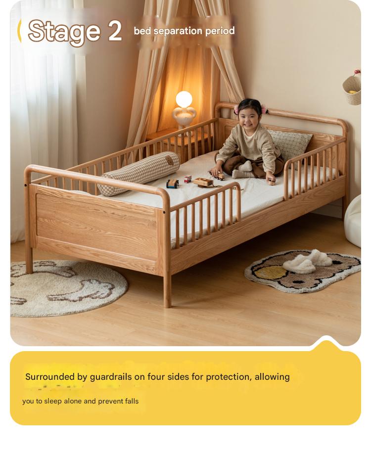 Premium Oak Solid Wood Toddler Bed - Convertible, Multi-Functional Kids Bed with Safety Rails | Perfect for Nursery, Daycare & Small Bedrooms