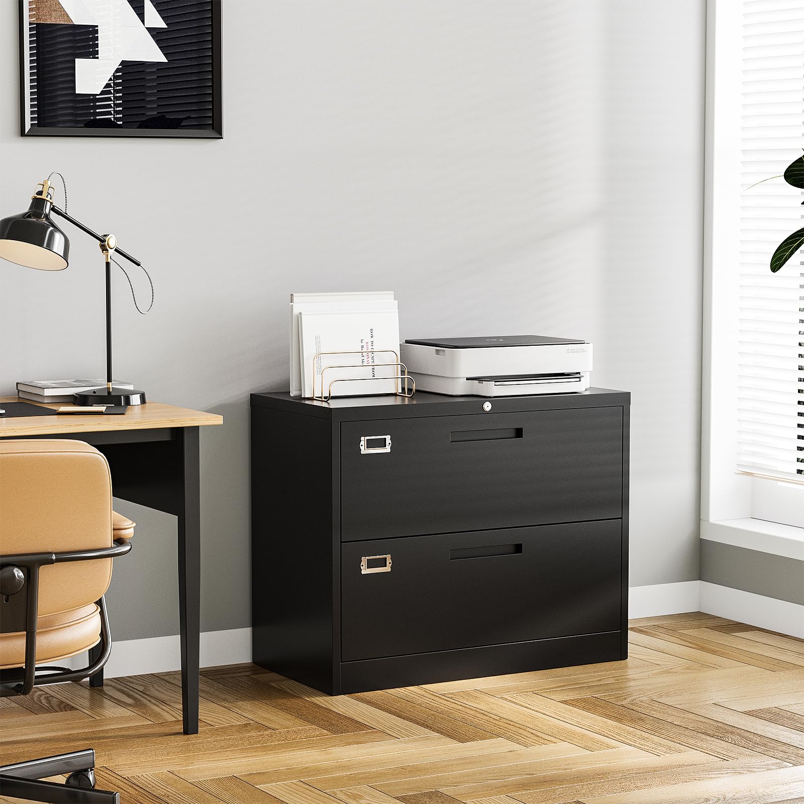 2-Drawer Metal Lateral File Cabinet with Lock - 29