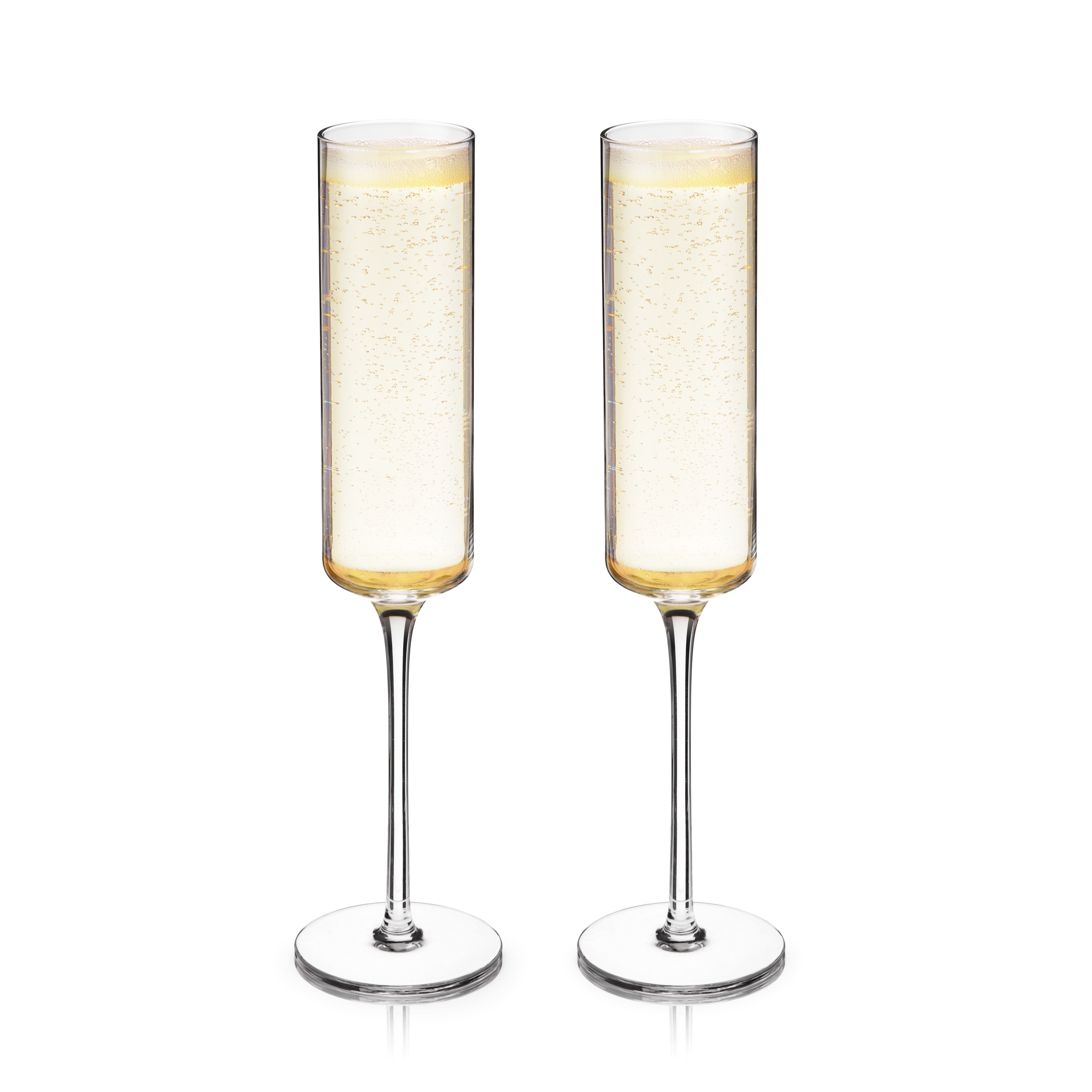 Laurel Crystal Champagne Flutes Set of 2 - Elegant Stemware for Weddings, Anniversaries & Special Occasions - Perfect for Toasting & Celebrations