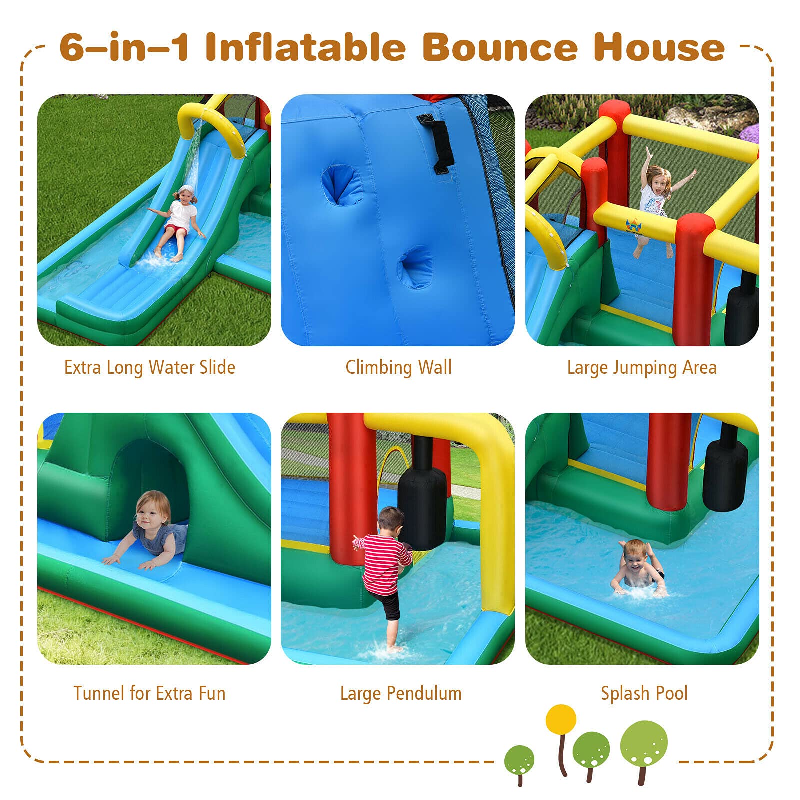 **BOUNTECH Inflatable Water Slide for Kids - Outdoor Bounce House with Hide & Seek Cave, Splash Pool - Wet & Dry Combo for Backyard Parties, Summer Fun, Birthday Gifts - Perfect for Big Kids & Family Gatherings**