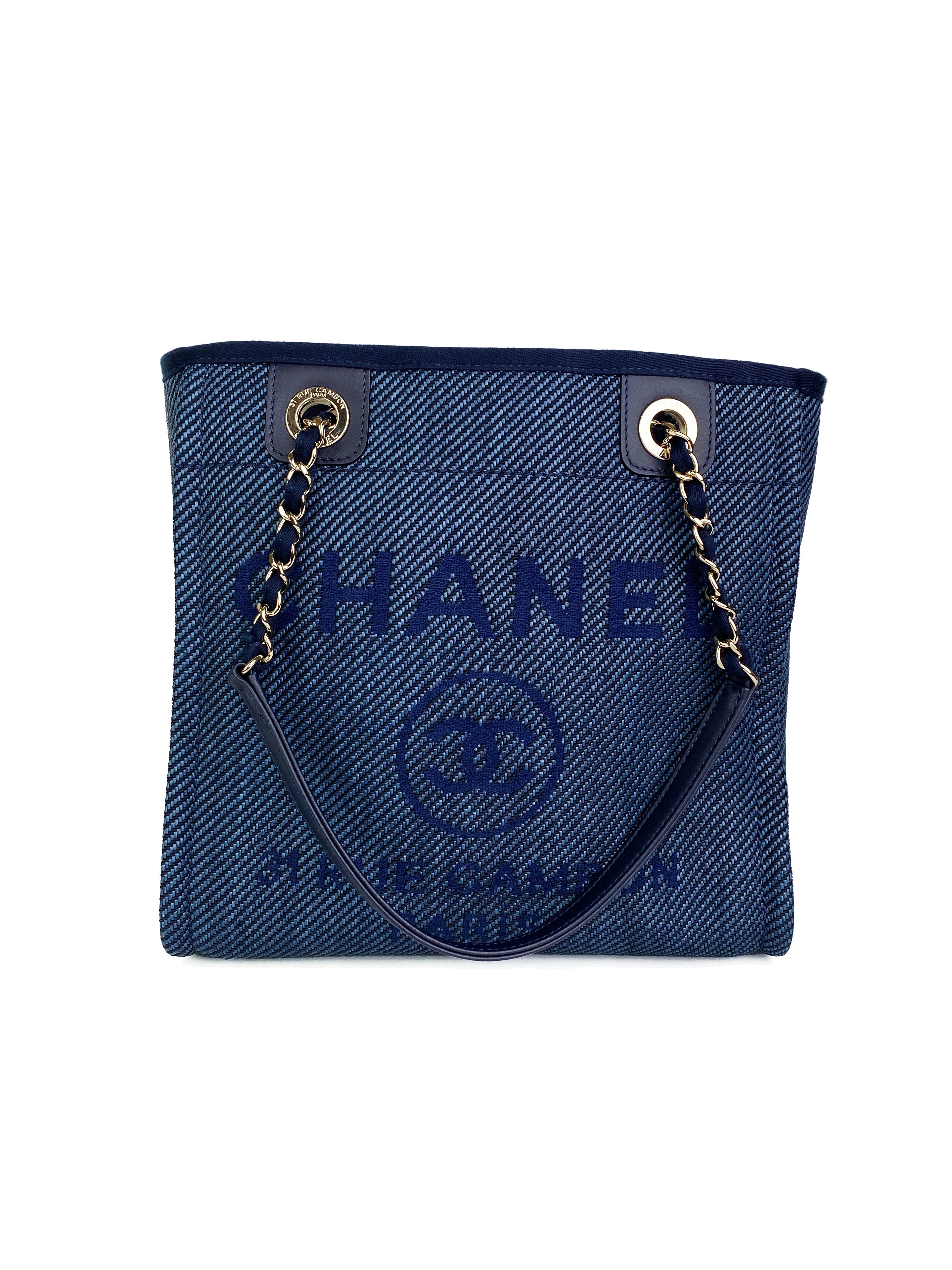 Chanel Blue Denim Deauville Tote Bag - Stylish Designer Handbag for Women, Fashionable Shoulder Bag for Work, Travel & Everyday Use