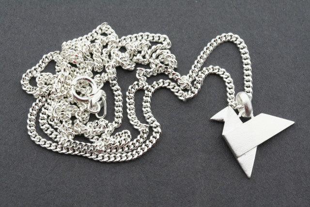 Elegant Flat Origami Crane Pendant Necklace with 55cm Link Chain - Perfect for Gifts, Weddings, and Everyday Wear