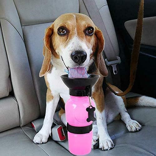 Portable Dog Water Bottle with Bowl - Travel Pet Water Dispenser for Dogs - Leak-Proof Plastic Auto Dog Mug - Perfect for Hiking, Walking & Outdoor Adventures