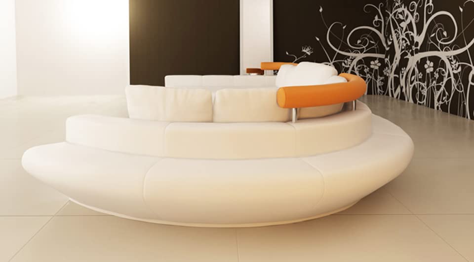 Modern U-Shaped Leather Sectional Sofa with Chaise Lounge - Curved Unique Design in Brown by BULLHOFF | Perfect for Living Room, Lounge & Home Theater Seating