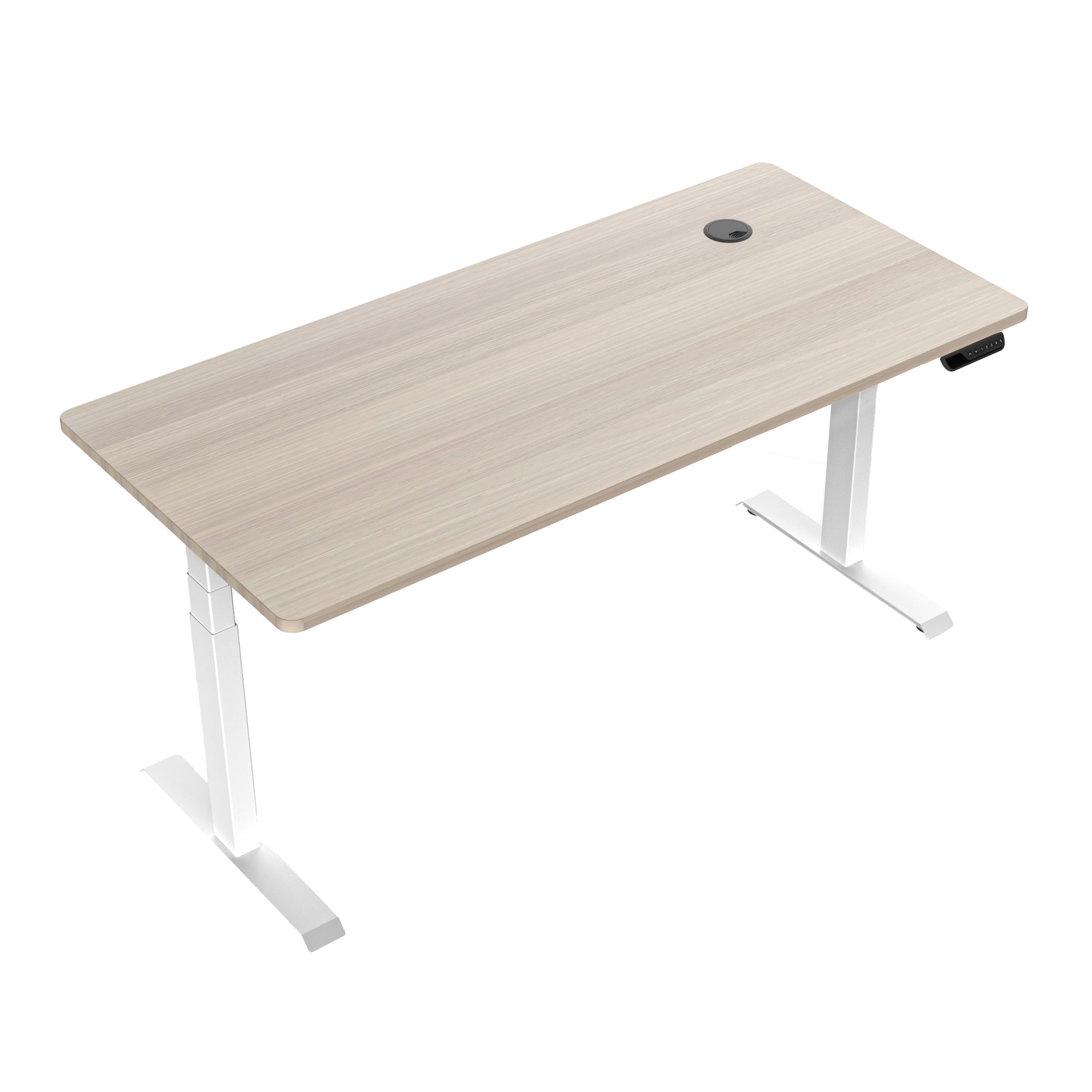 MARLO Single Workstation with Adjustable Height Lift - 1.6M Oak & White Standing Desk for Home Office, Study & Workspace - Ergonomic Computer Desk for Working, Writing & Gaming