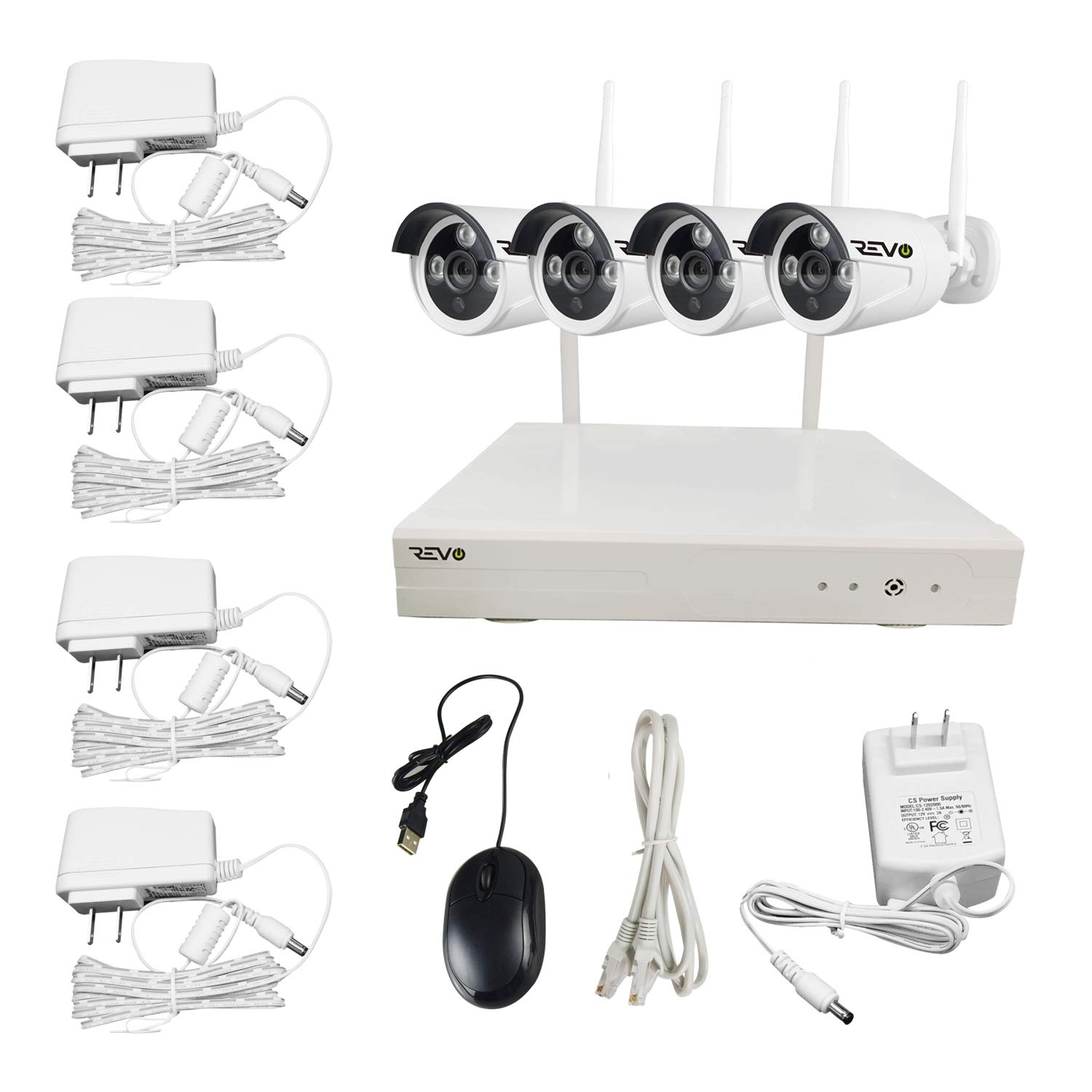 4 Channel Wireless NVR Security System with 4 HD Bullet Cameras - 24/7 Home & Business Surveillance, Outdoor Monitoring, Night Vision Protection