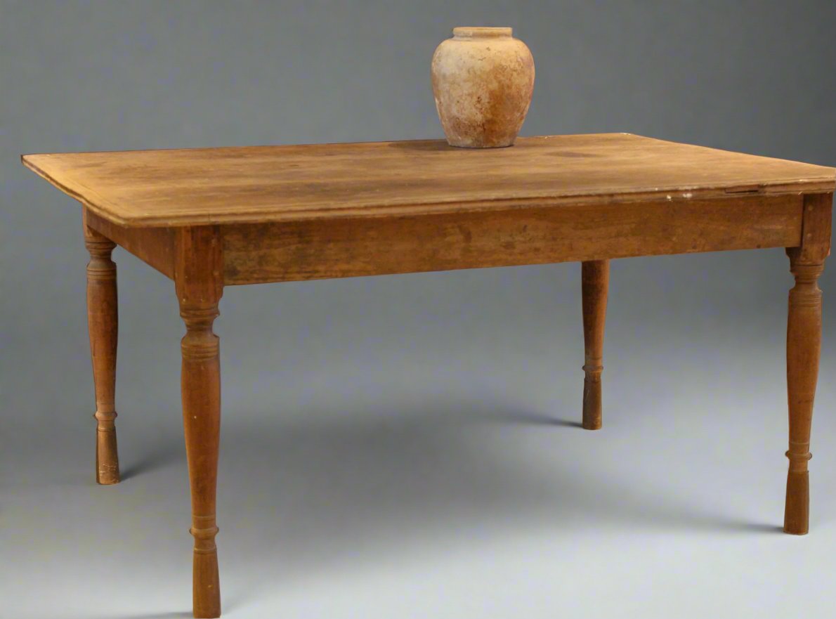 Premium Dutch Colonial Teak Wood Dining Table with 3-Board Top - Perfect for Farmhouse Kitchens, Dining Rooms & Outdoor Entertaining