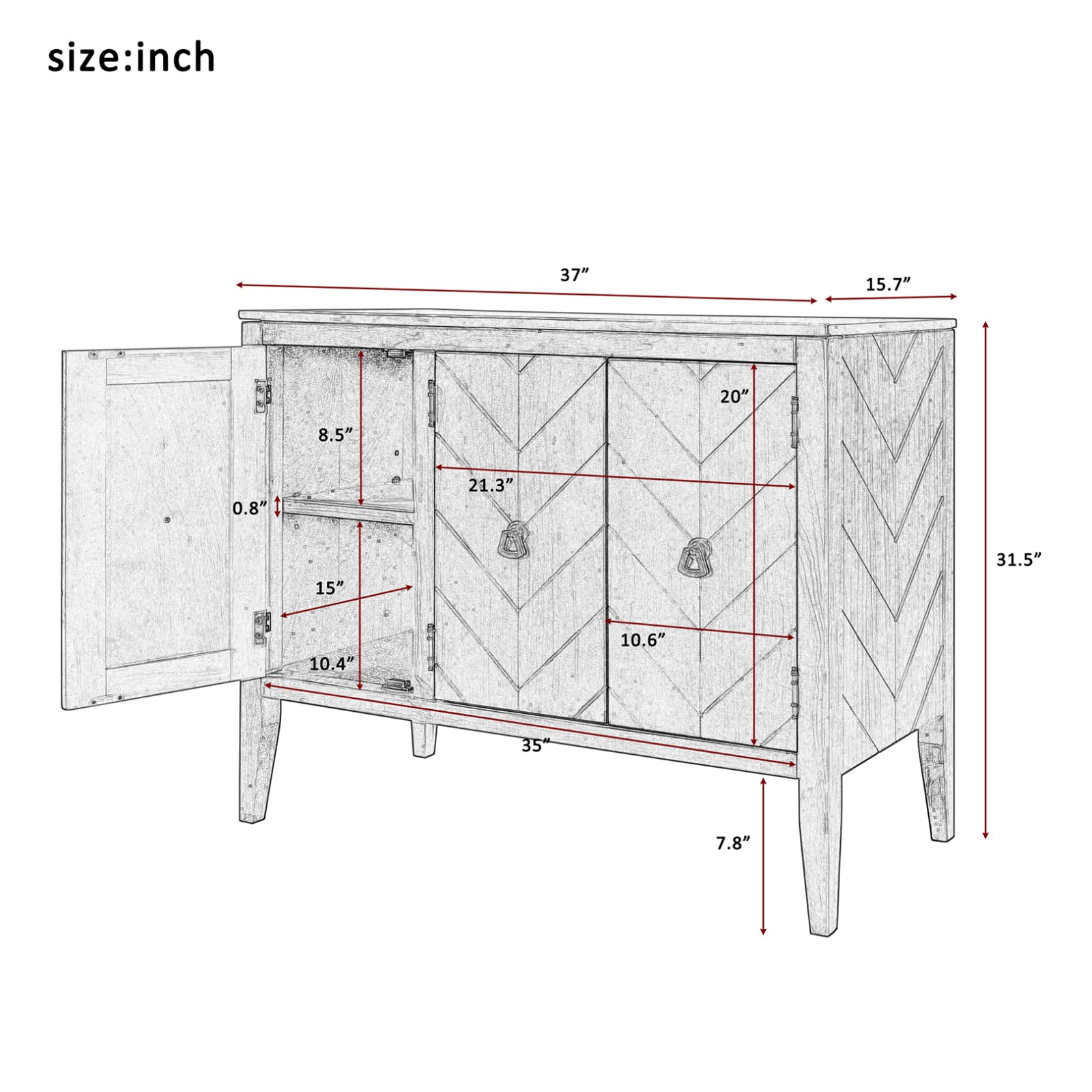 Antique White Wooden Accent Storage Cabinet with Adjustable Shelf - Stackable Sideboard Buffet Cabinet, Modern Console Table for Entryway, Living Room, Bedroom - Easy Assembly, Cream White | Perfect for Home Organization, Farmhouse Decor & Small Space Storage Solutions