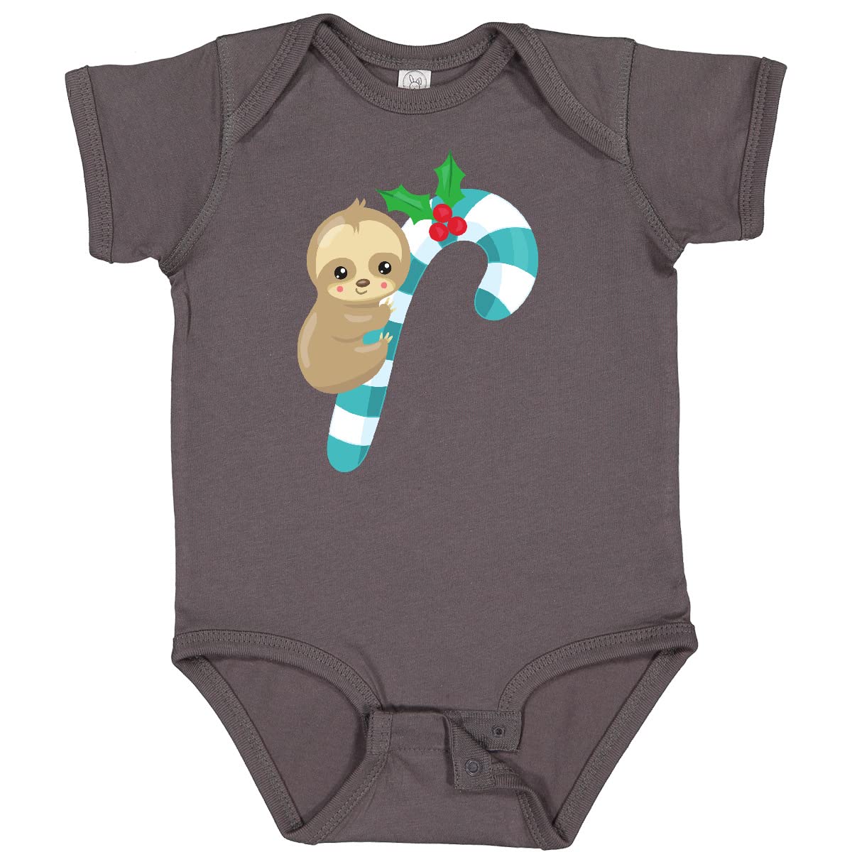 Inktastic Christmas Sloth Baby Bodysuit - Cute Sloth with Candy Cane & Mistletoe Design - Perfect for Holiday Photos, Family Gatherings & Festive Outfits