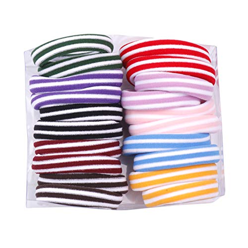 Honbon Printed Hair Bands for Women & Girls - Stylish Elastic Rubber Hair Ties (20 Pack, Bright Colors) - Perfect for School, Workouts, and Everyday Hairstyles