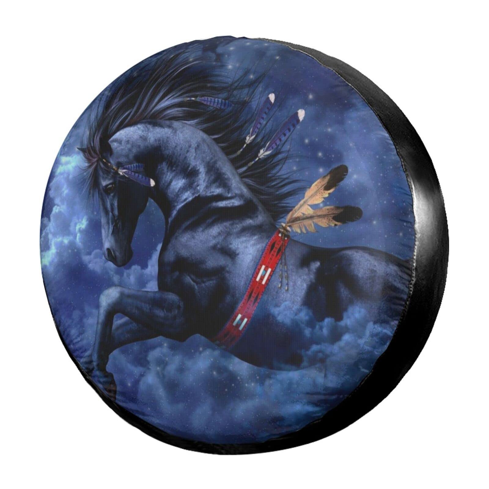 Waterproof Dust-Proof Blue Galloping Horse Spare Tire Cover - Fits 14 Inch Wheels for Jeep, Trailer, RV, SUV & More | Perfect for Off-Road Adventures & Travel Protection