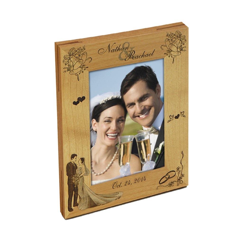 Handcrafted Wooden Wedding Picture Frame - Elegant Display for Wedding Photos, Anniversary Gifts & Home Decor - Perfect for Wall Mounting or Tabletop Display