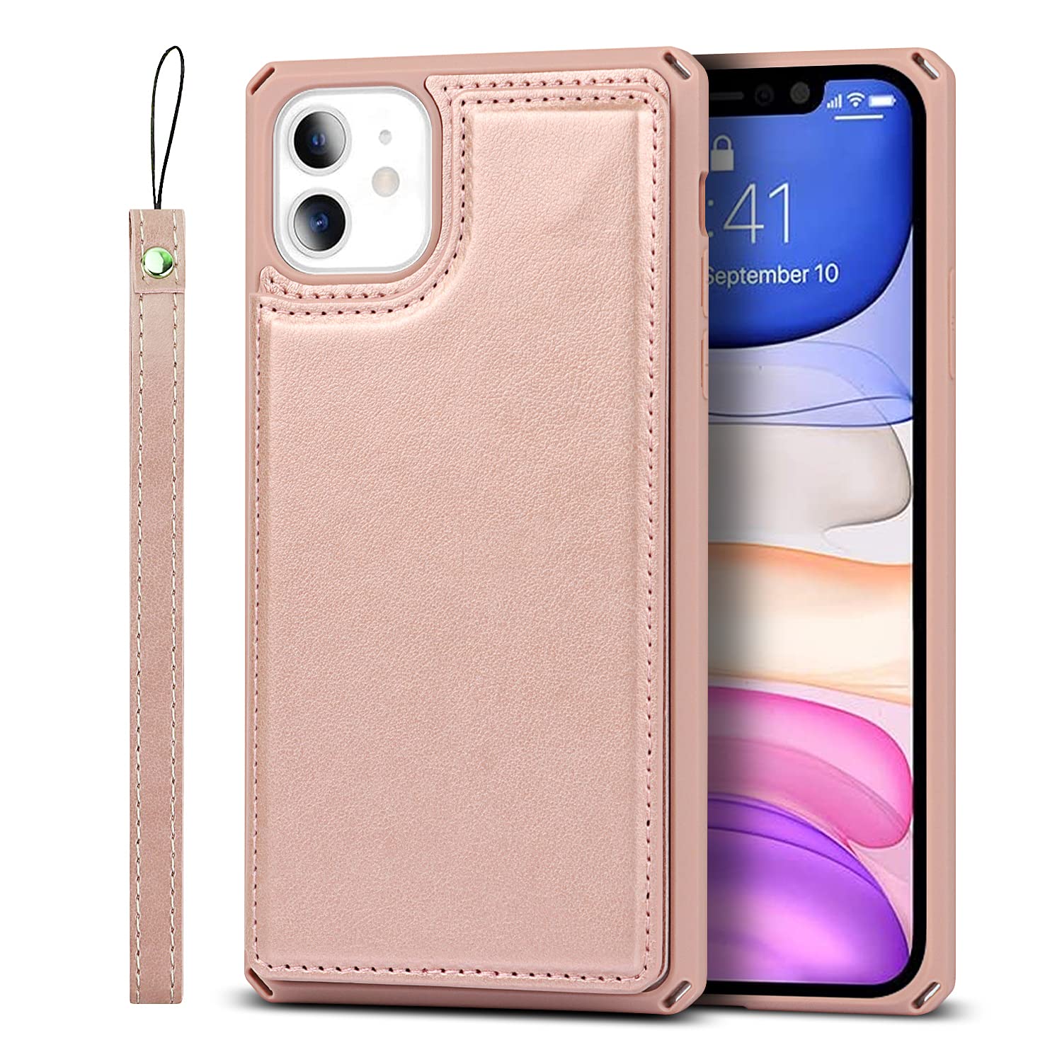 Premium Leather Shockproof iPhone 11 Case with Credit Card Holder & Wallet Slot - 6.1
