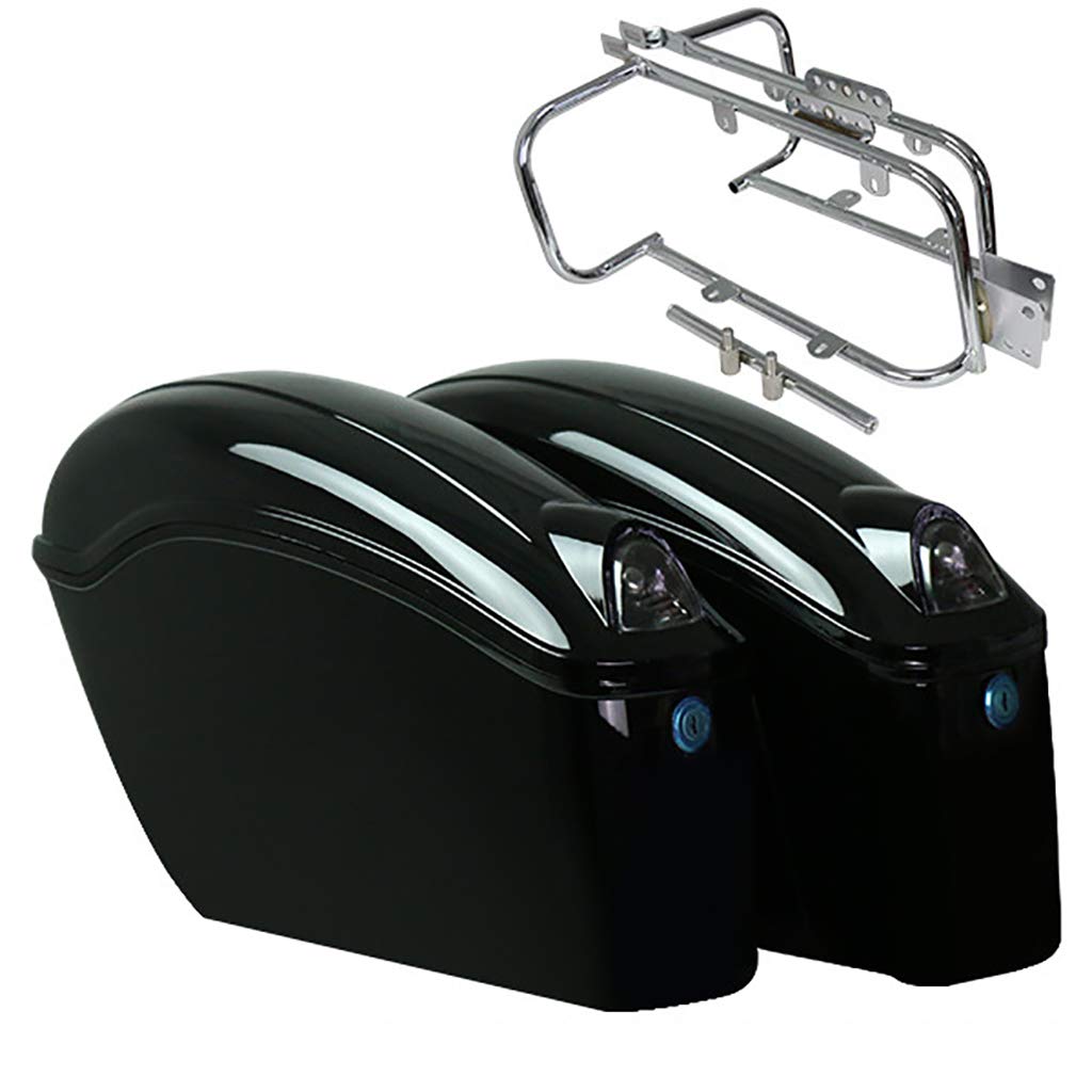 Universal ABS Motorcycle Hard Saddlebags - Waterproof Side Storage Box with Plating Bracket for Tools & Luggage | Easy Installation for Harley, Honda, Yamaha & More | Perfect for Road Trips, Commuting & Adventure Riding