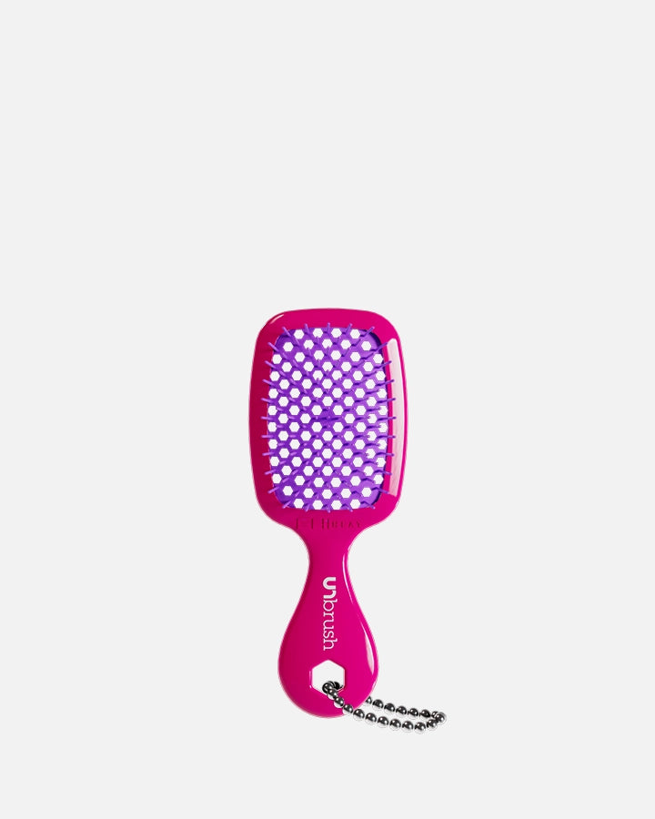 UNbrush Super Mini Keychain - Compact Detangling Hair Brush for Travel & On-The-Go (Pink Burst) | Perfect for Purse, Backpack & Emergency Hair Care
