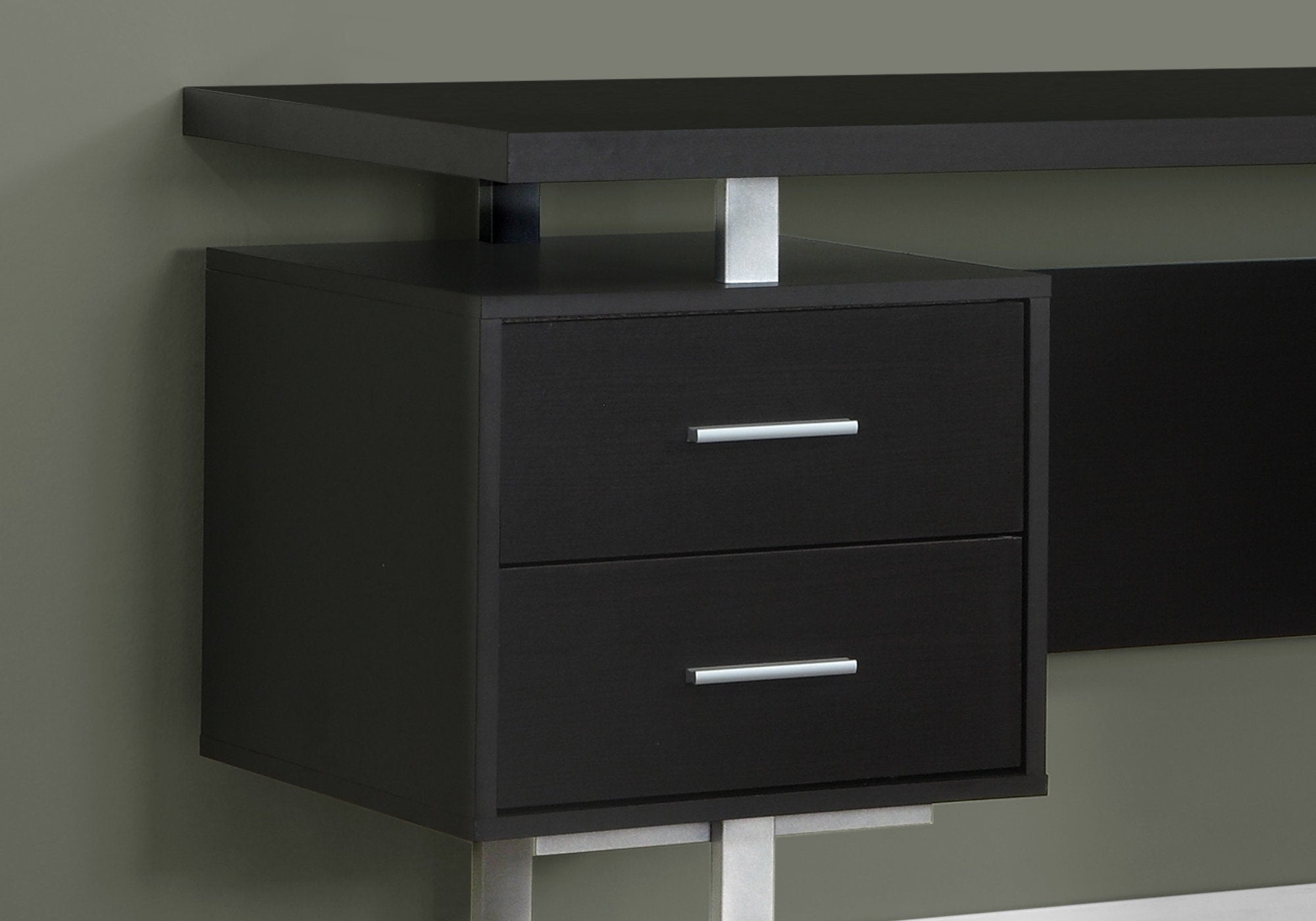 60L Office Series Espresso Silver Metal Storage Cabinet - Perfect for Home Office, Living Room, and Dorm Organization