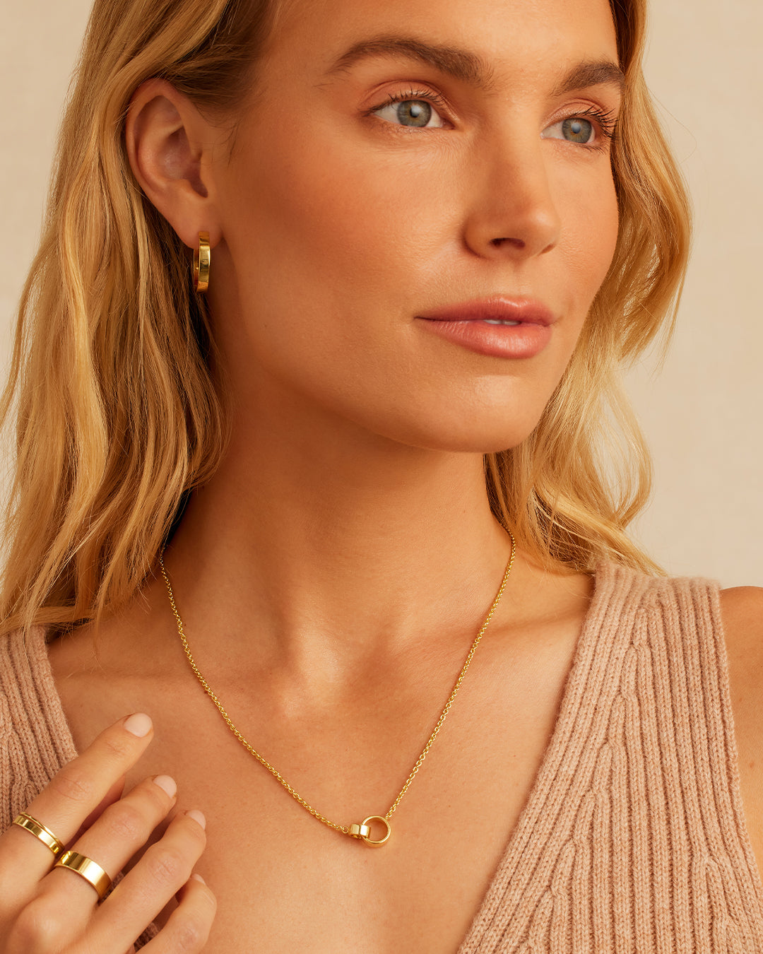 Rose Interlocking Necklace for Women - Elegant Layered Gold Plated Pendant Jewelry Gift for Valentine's Day, Anniversary & Special Occasions