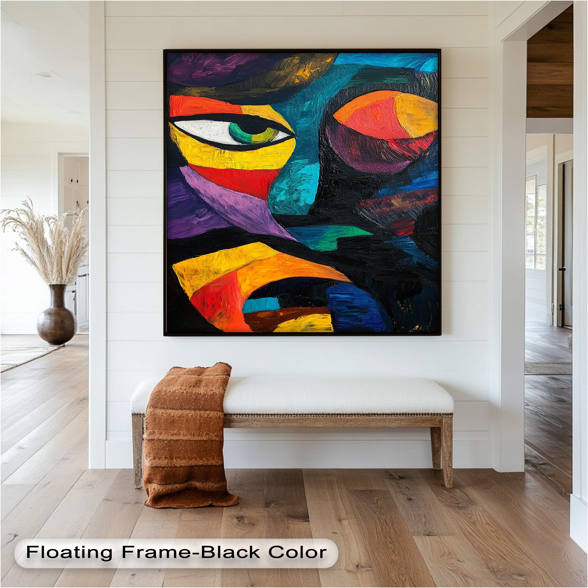 Abstract Eye Expression Fauvism Oil Painting - Modern Wall Art for Living Room, Bedroom & Office Decor