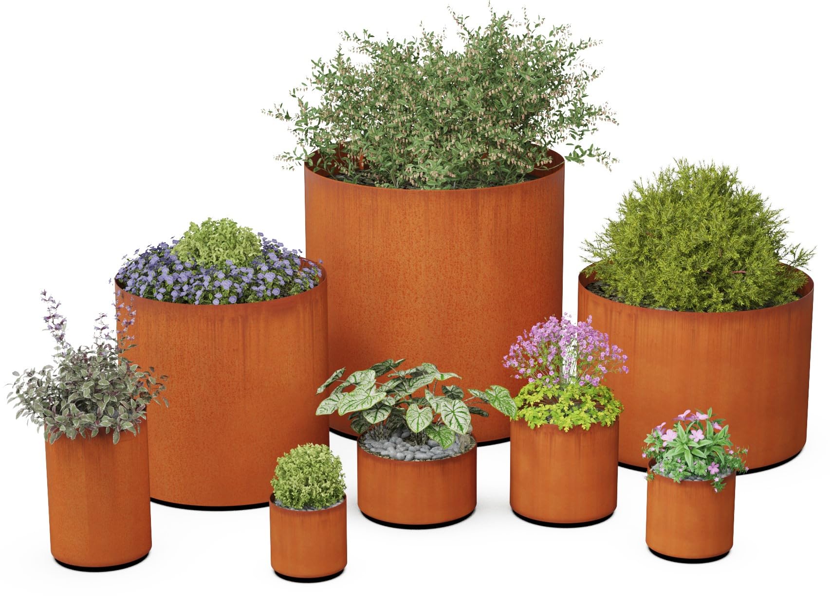 Custom Round Corten Steel Planter Box for Outdoor Garden - Heavy Duty & Weather Resistant | Made in USA | Fully Assembled | Perfect for Patio, Deck, Commercial & Residential Landscaping