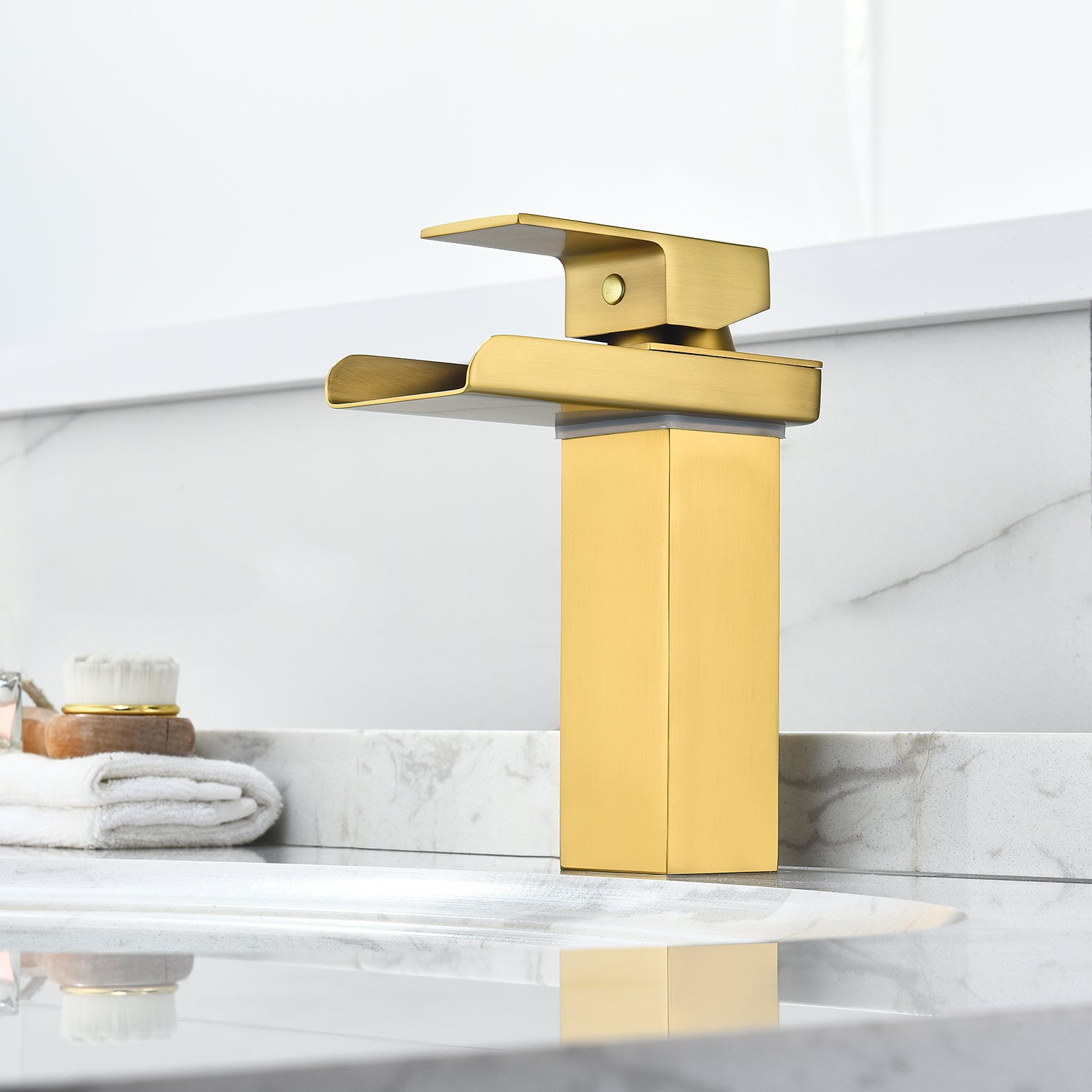 Sassor Single Hole Single Handle Waterfall Bathroom Faucet - Modern Matte Black Bathroom Sink Faucet for Vanity, Vessel Sink, Powder Room & Home Decor