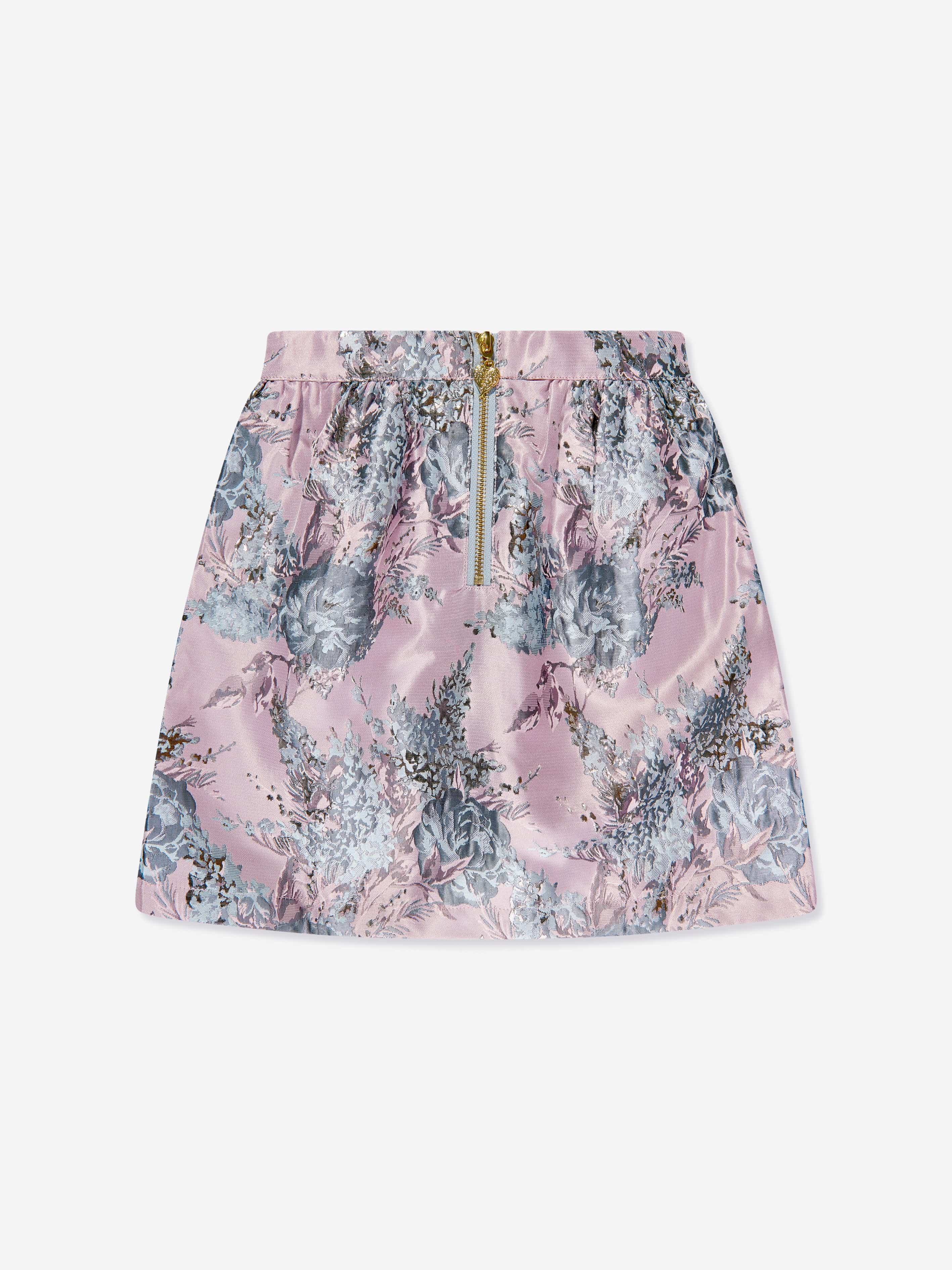 Angels Face Girls Sybil Jacquard Skirt - Pink Floral Embroidery A-Line Skirt for Toddler & Kids | Perfect for Birthday Parties, Easter & Spring Outfits