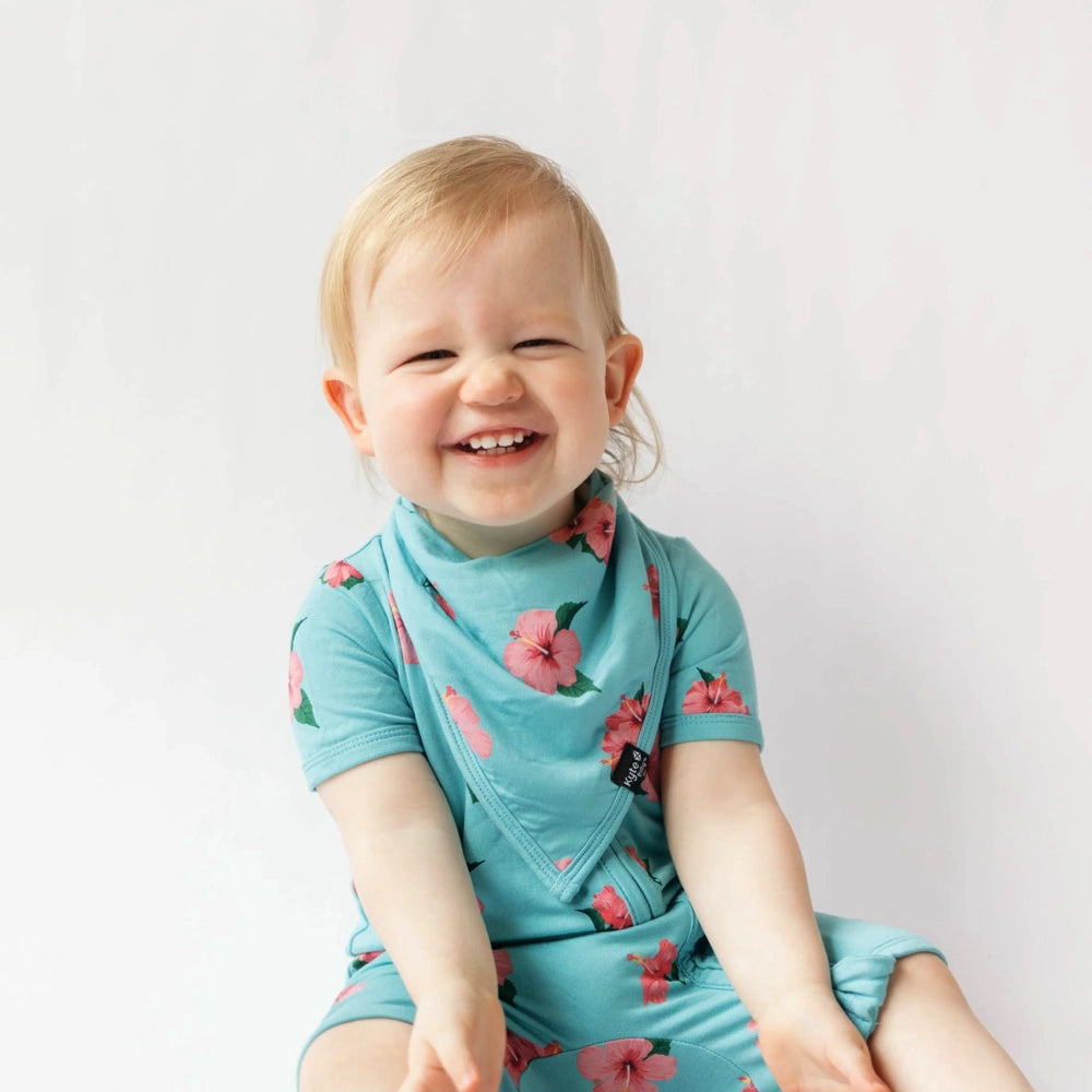Kyte Baby Bib in Hibiscus - Soft Organic Cotton Drool Bibs for Infants & Toddlers - Perfect for Feeding, Teething, and Messy Playtime