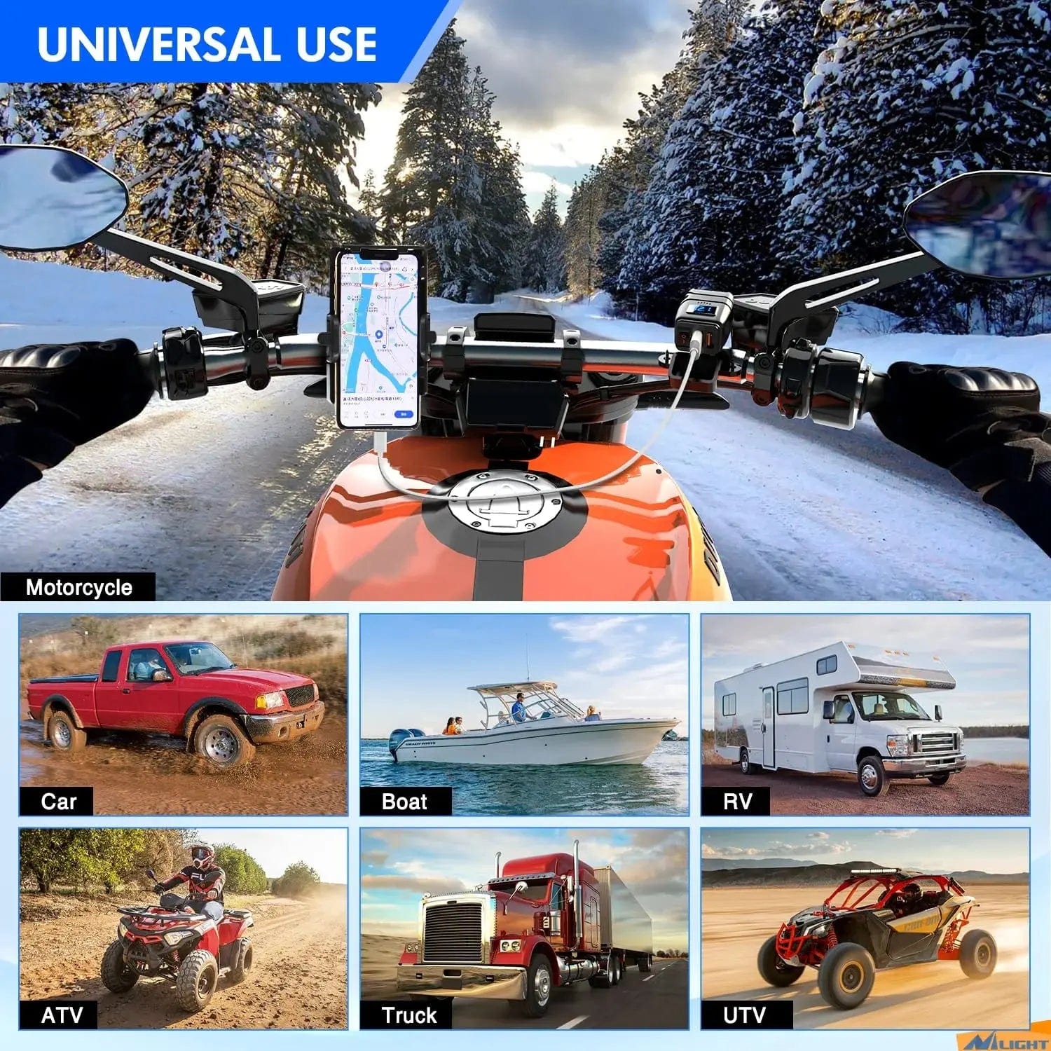 Motorcycle SAE to Dual USB Car Charger Adapter - Fast Charging 2.4A for Phones & GPS - Perfect for Road Trips & Motorcycle Tours